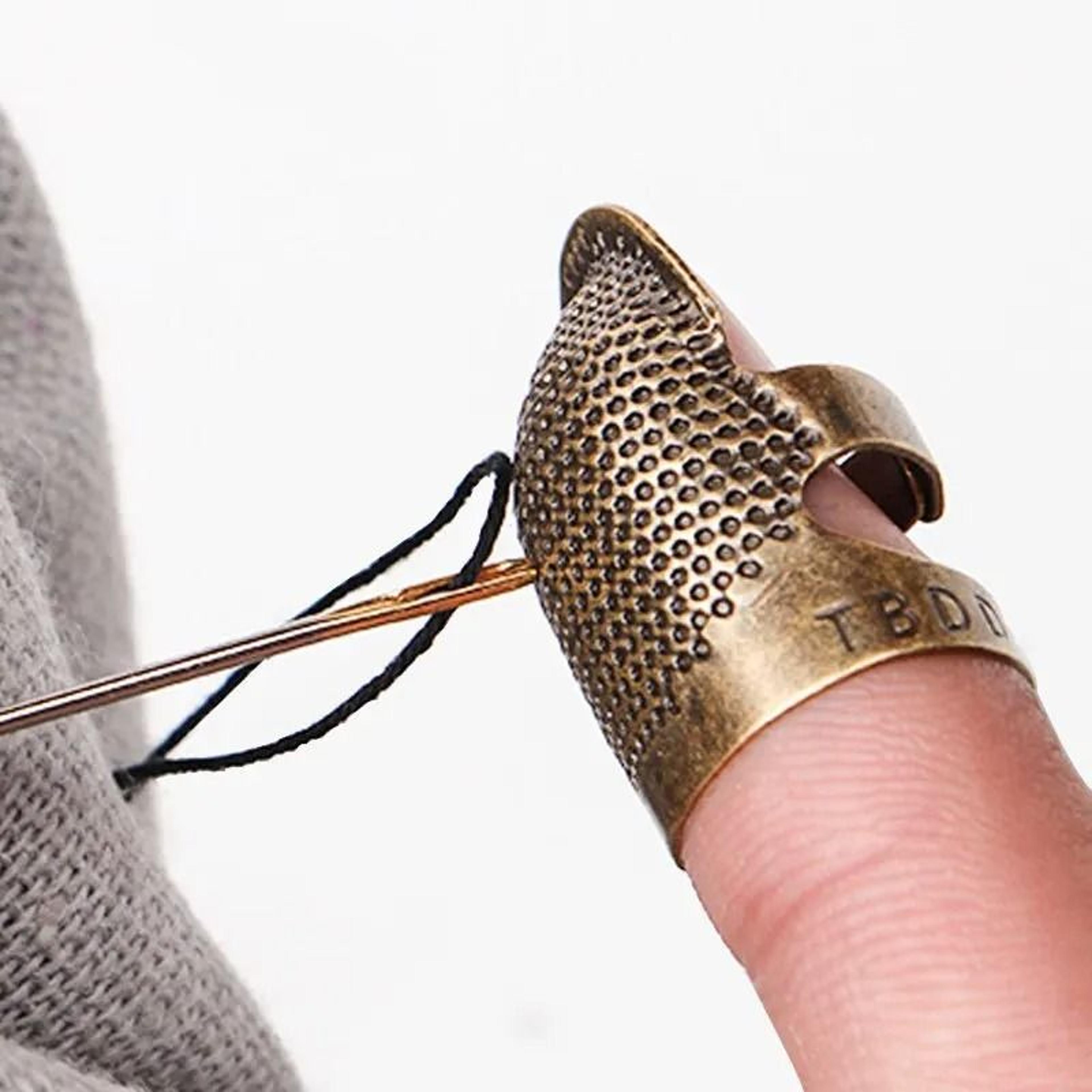 retro copper sewing thimble finger protector shield anti slip ring tool
