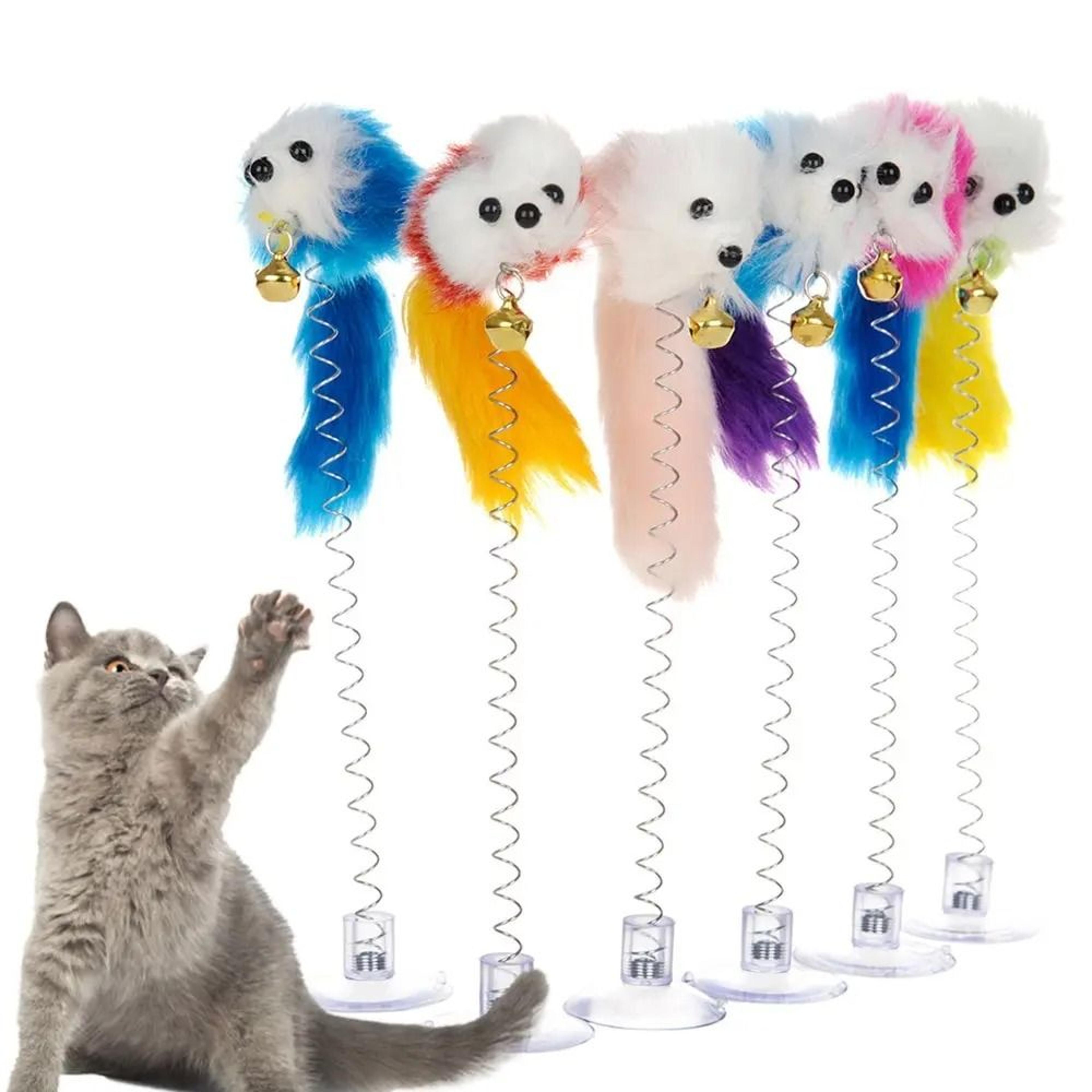 interactive cartoon cat wand toy feather rod mouse teaser with mini bell