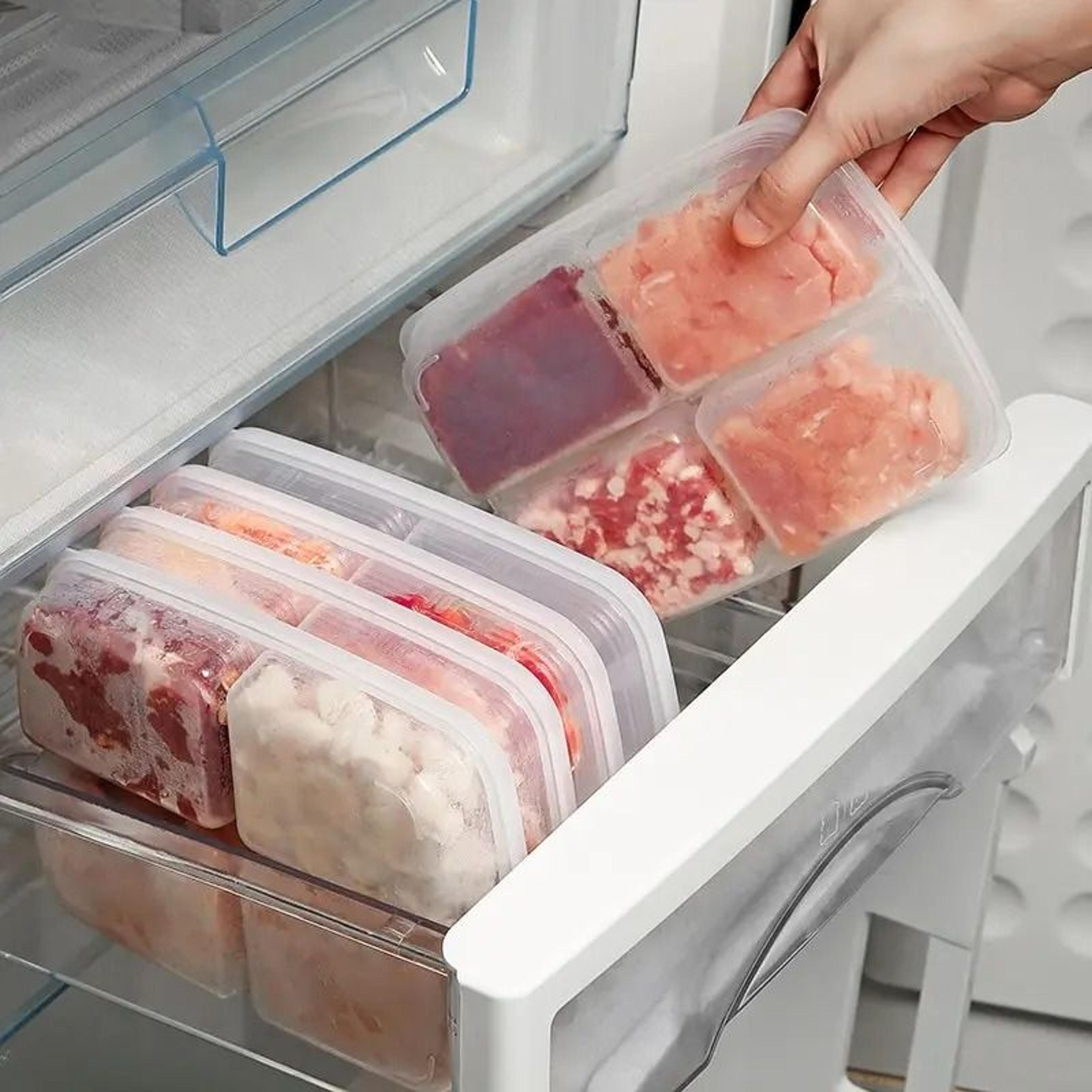 4 grid transparent refrigerator storage box food frozen meat organizer