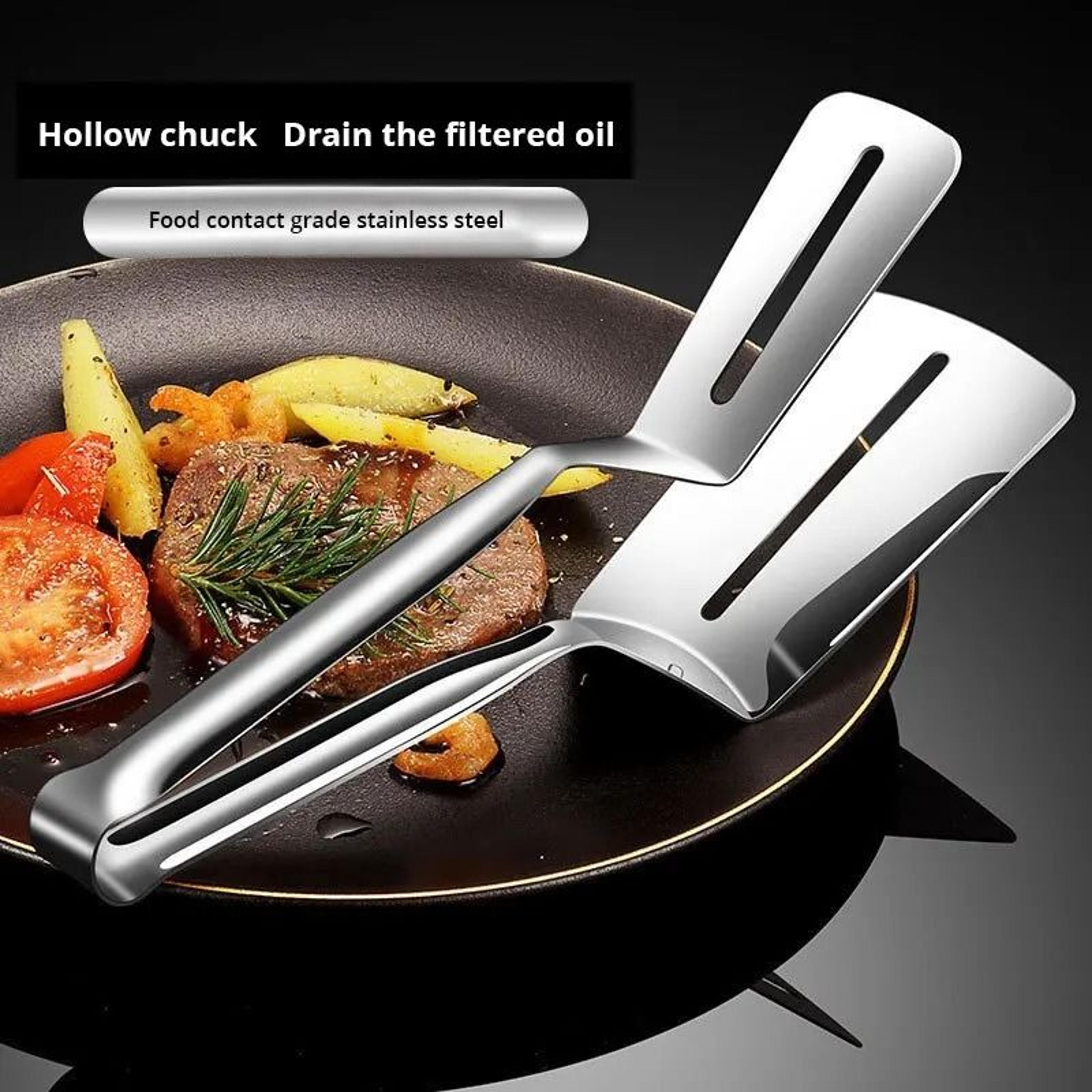 stainless steel steak clamp pancake fried fish meat tong barbecue pliers