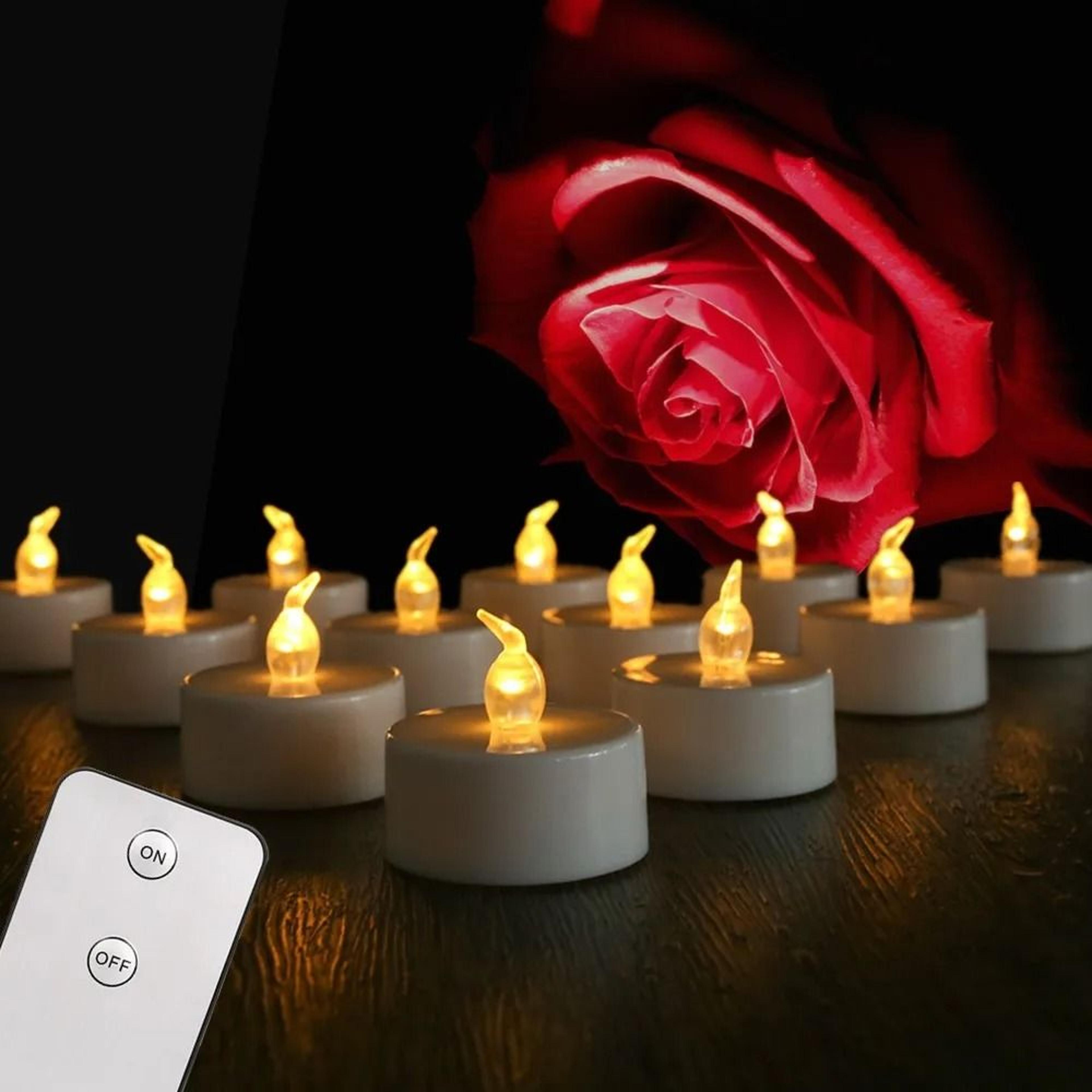 flameless led tea light candles flickering warm light set remote control