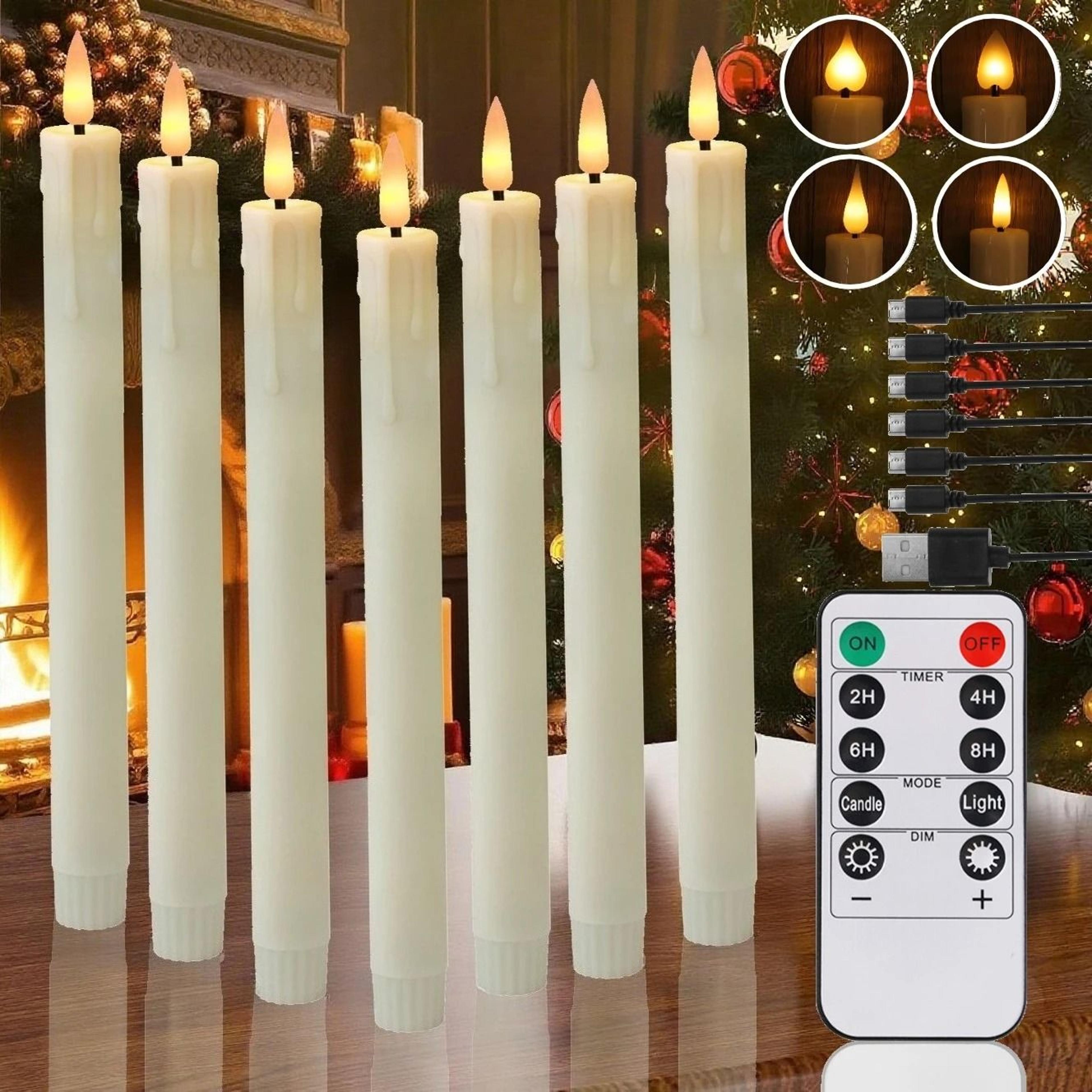flameless led taper candles remote control timer flickering candlesticks set