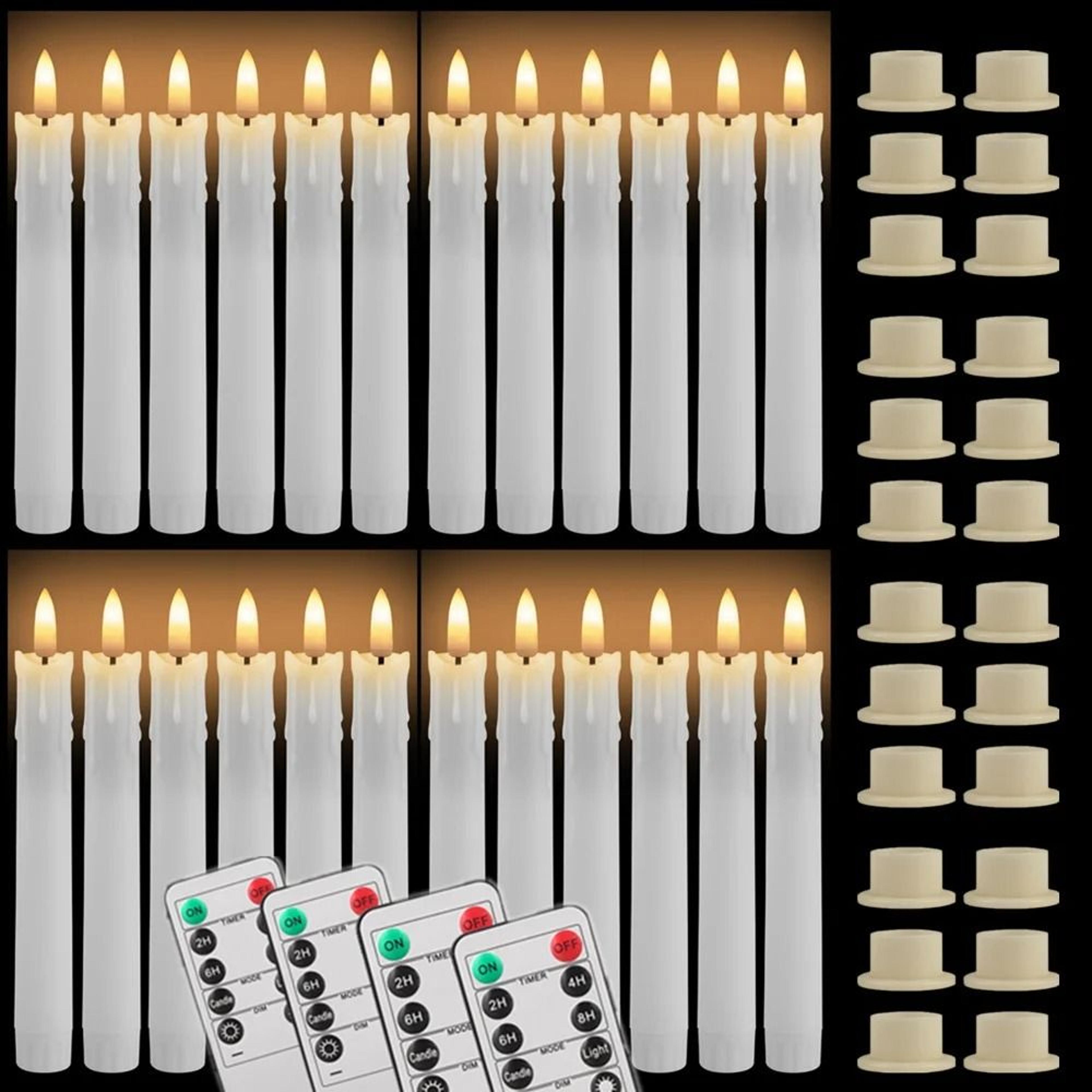 flameless flickering ivory taper candles 3d wick remote control battery set