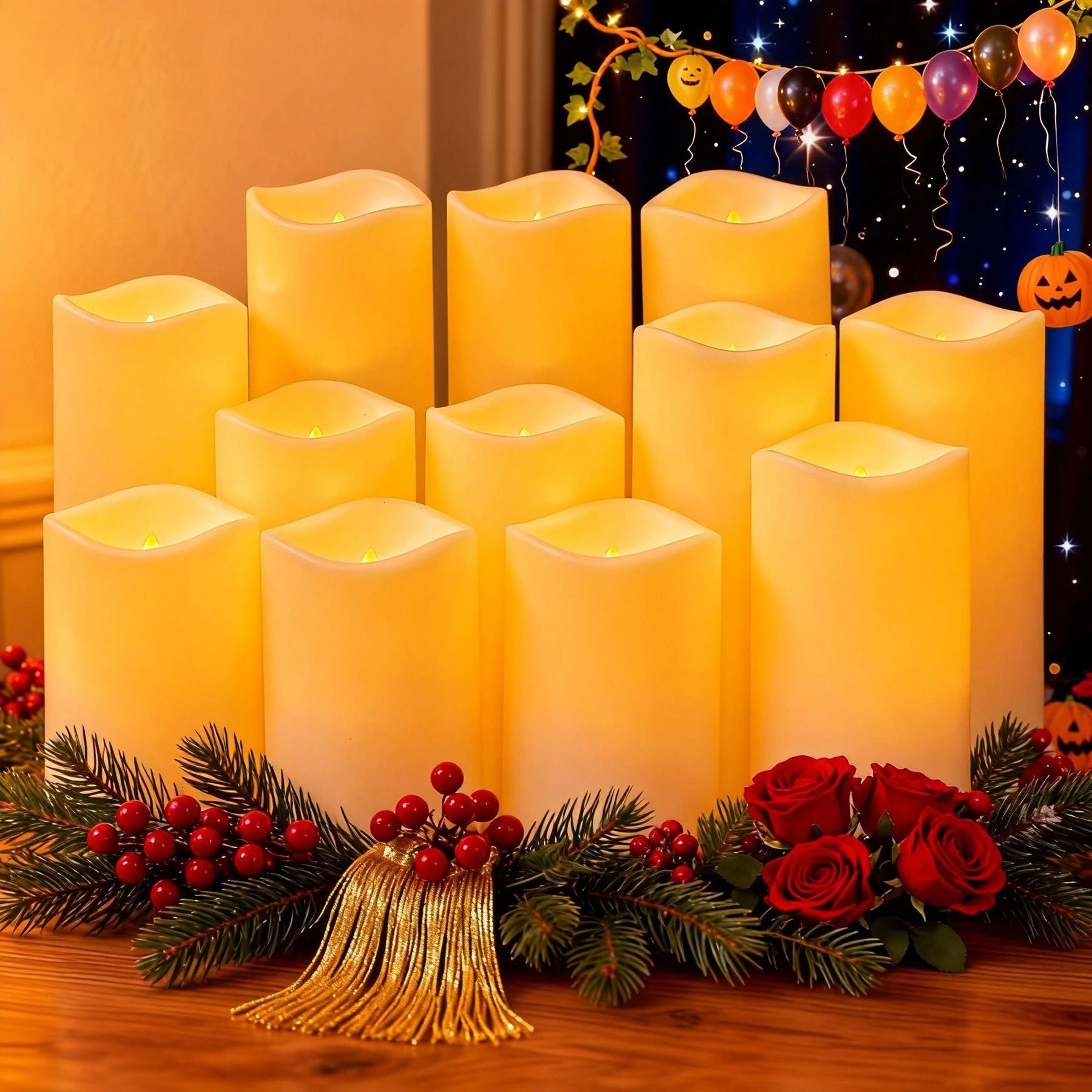 12pcs led flameless candles flickering remote control set festival decor