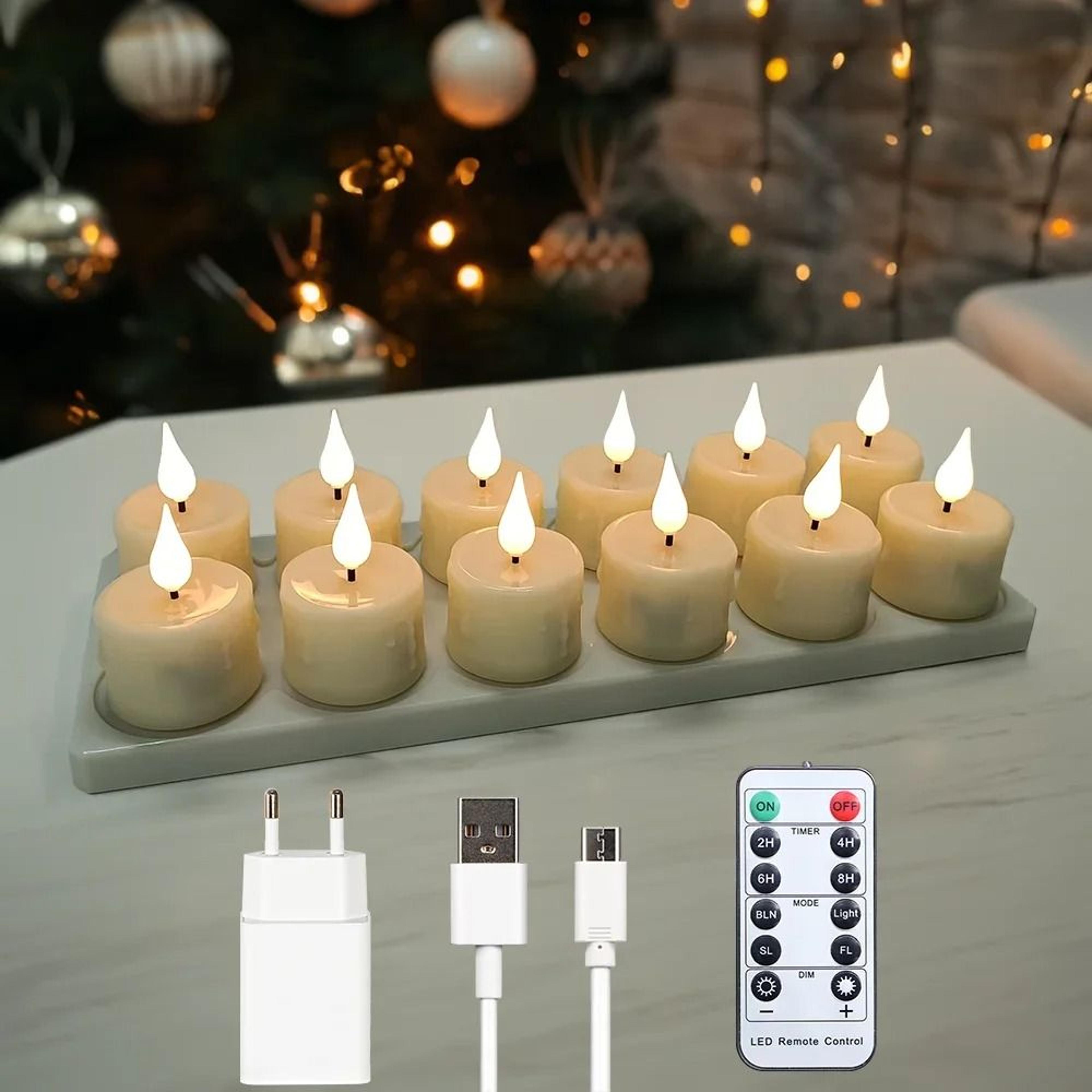 rechargeable led candles remote control flameless candle set room decor