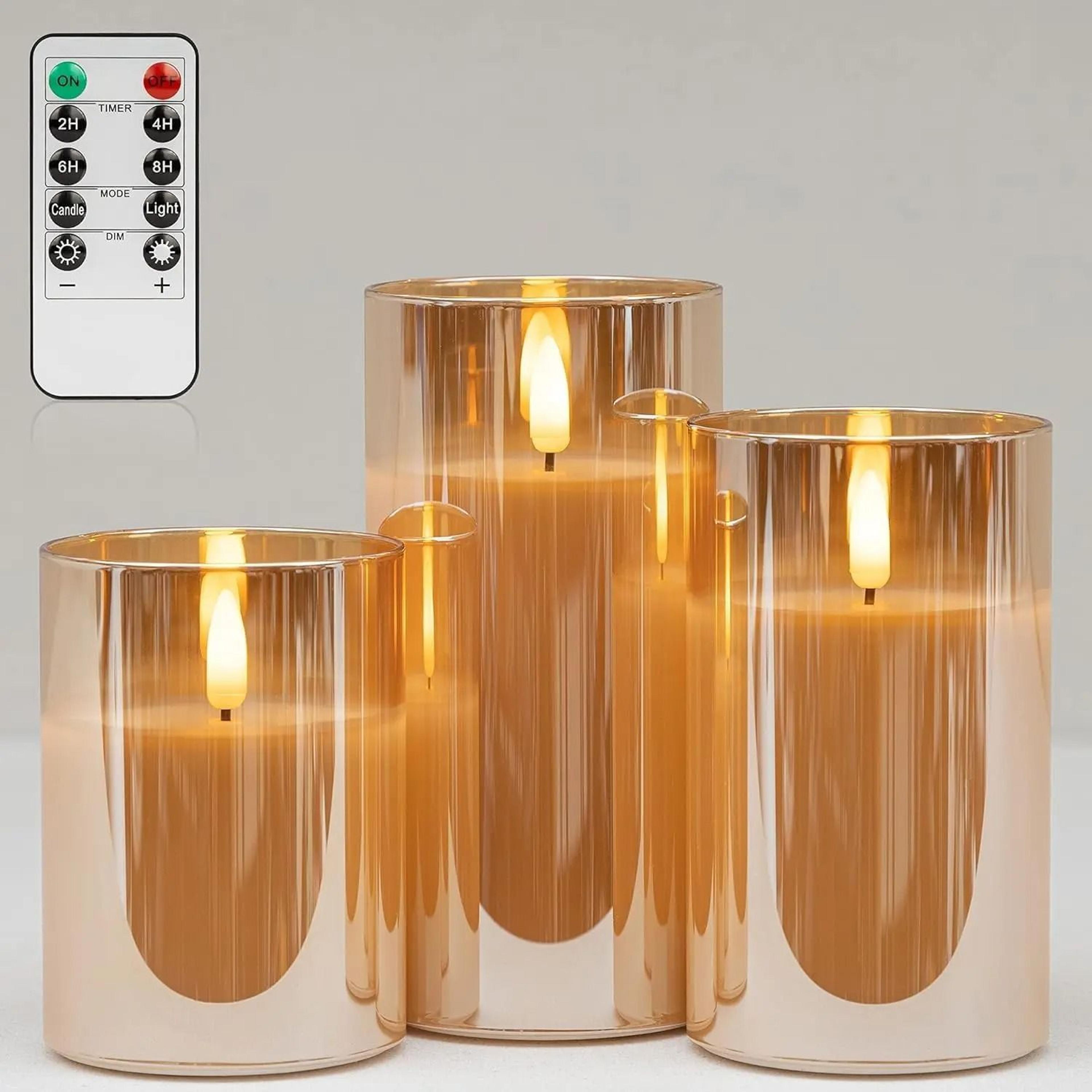 battery operated led real wax flameless candles remote timer flickering set