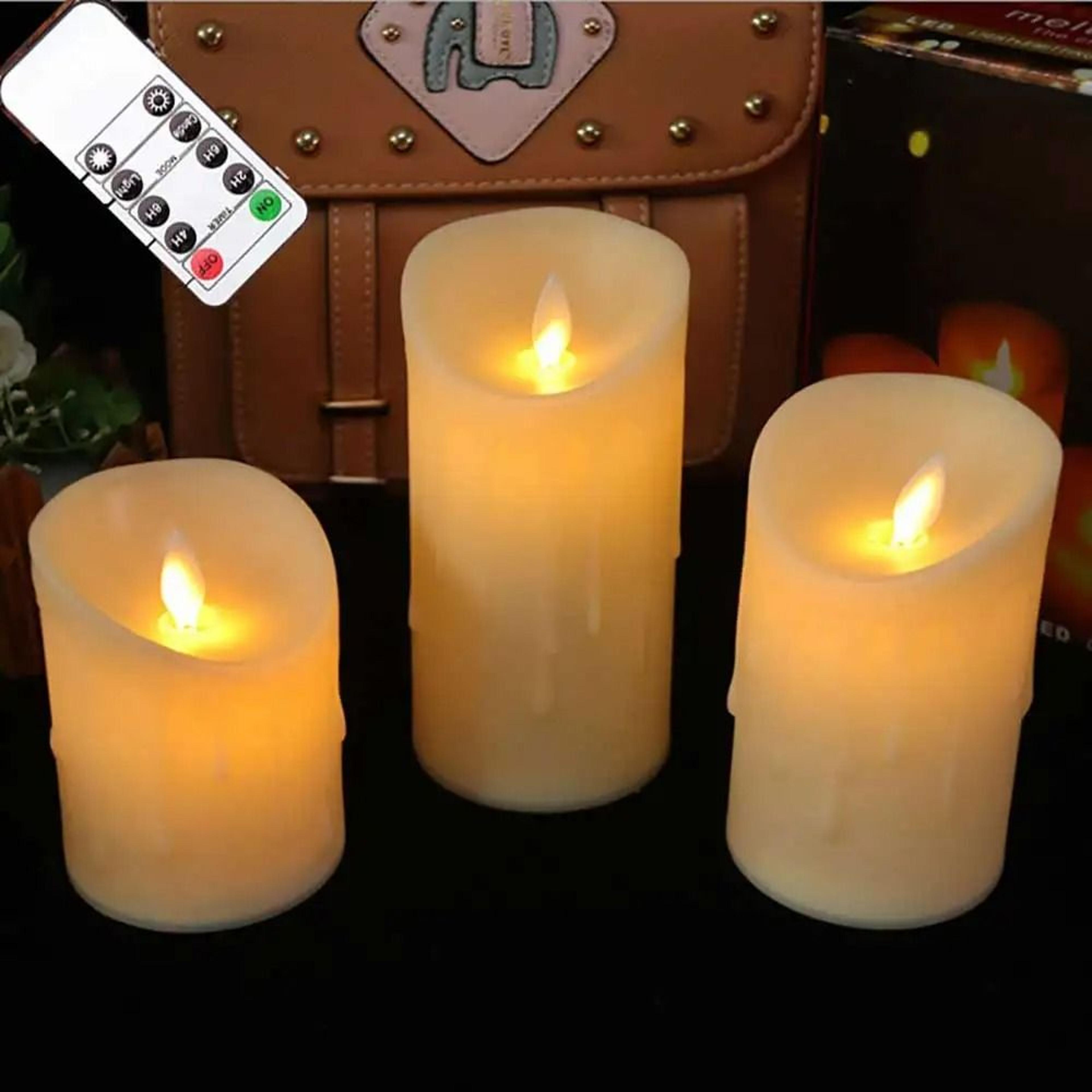 moving wick led decorative candles remote control battery pillar candle set