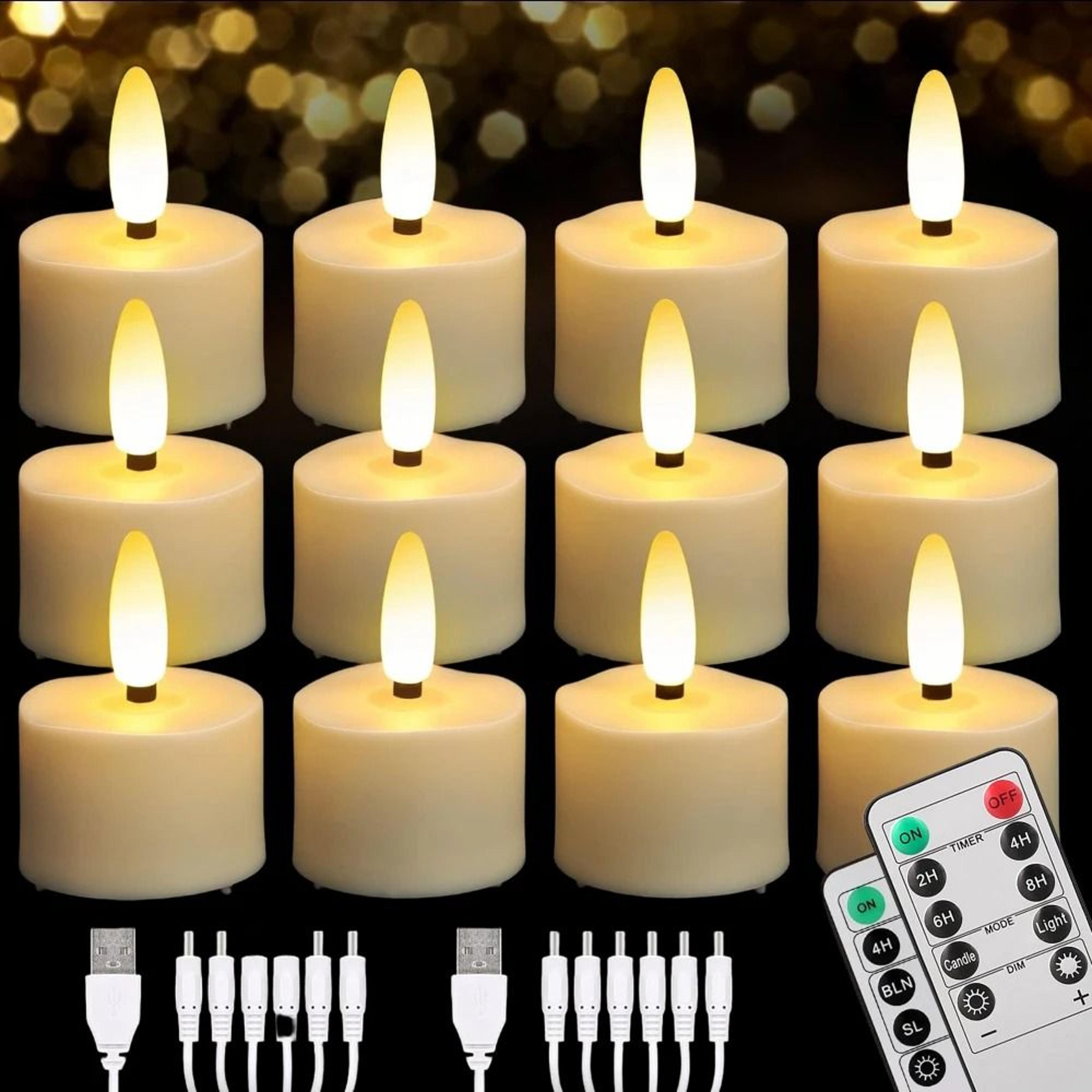 rechargeable flameless led tea light candles remote timer table set