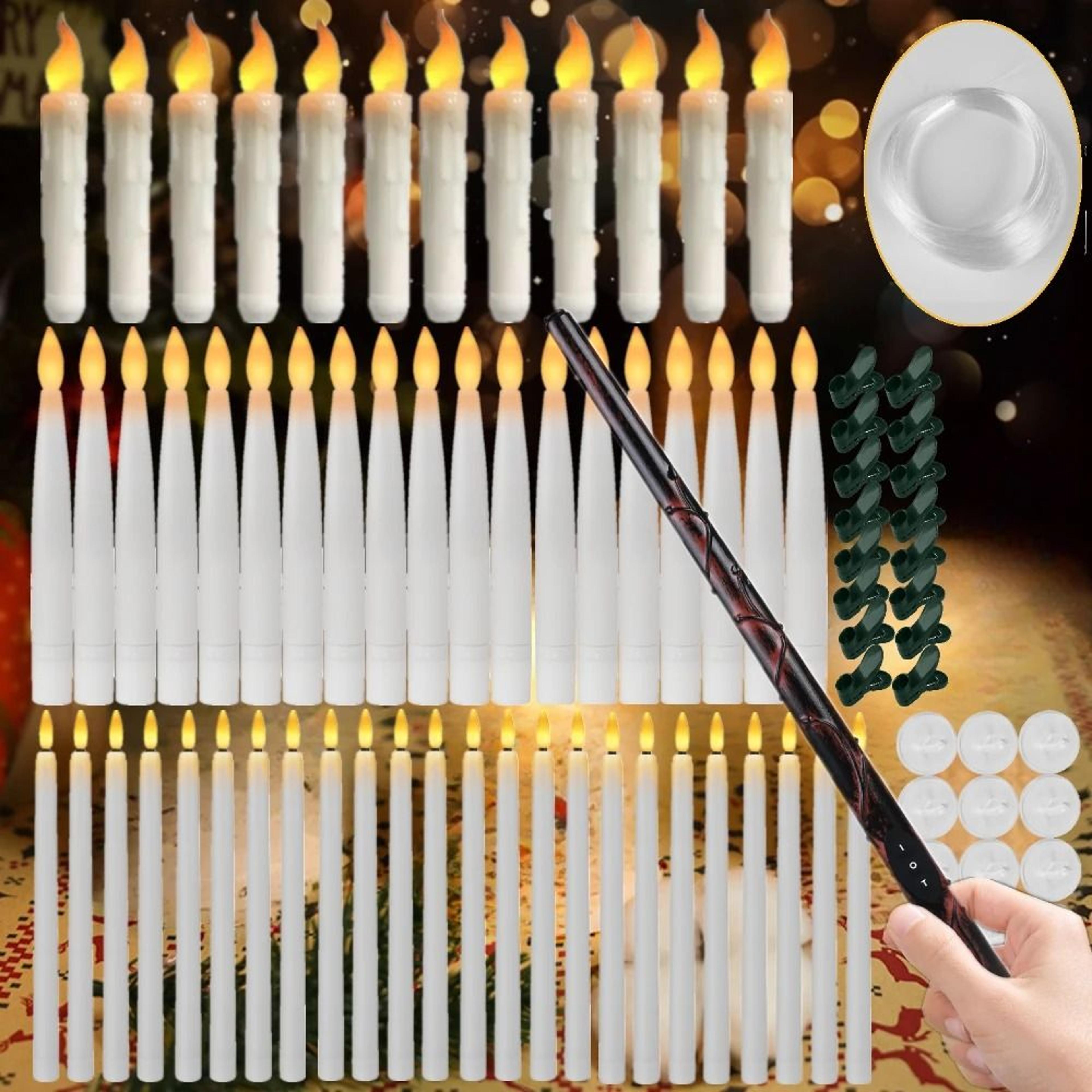floating candles magic wand remote flickering warm light flameless taper set