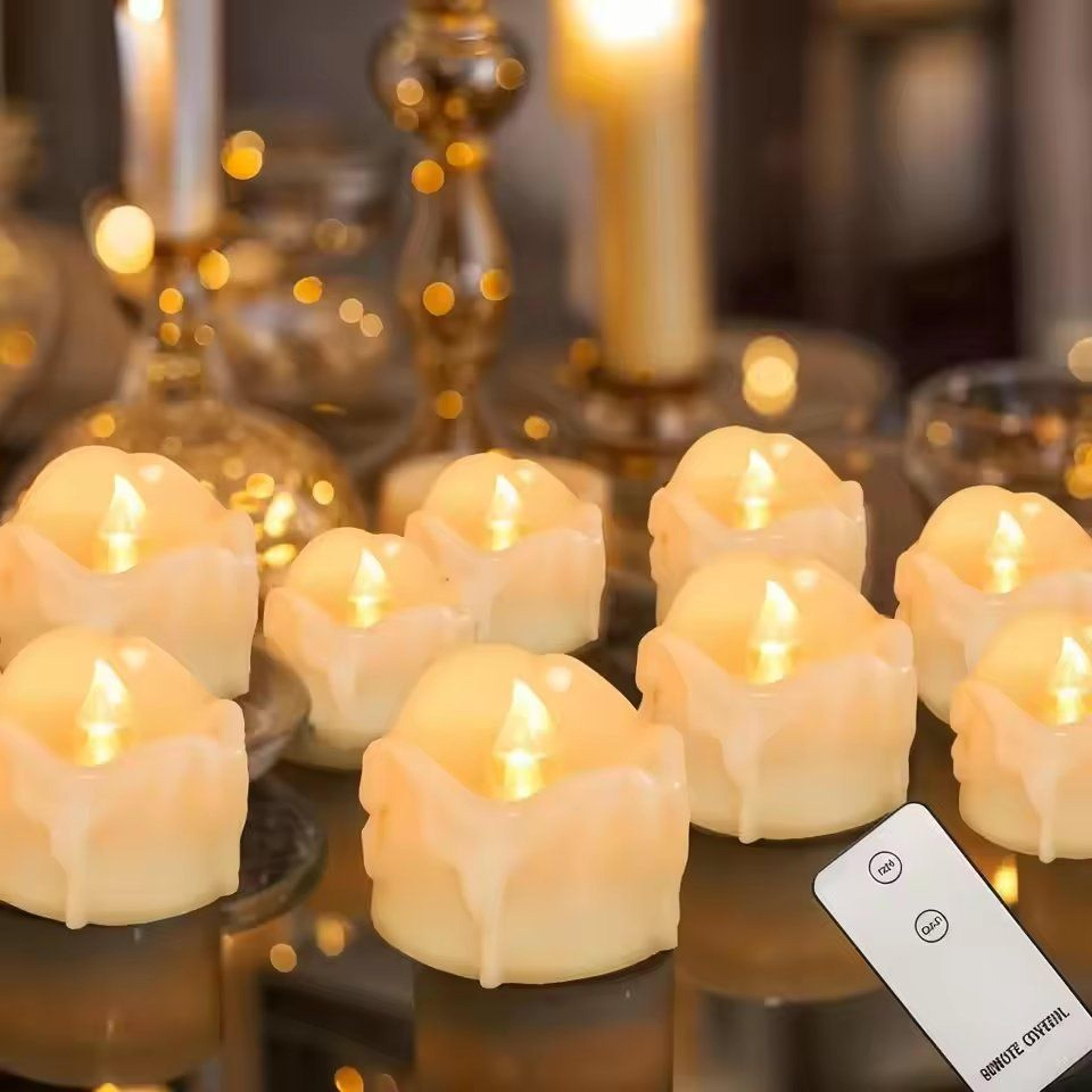 remote timer led tea lights battery operated flameless votive candles set