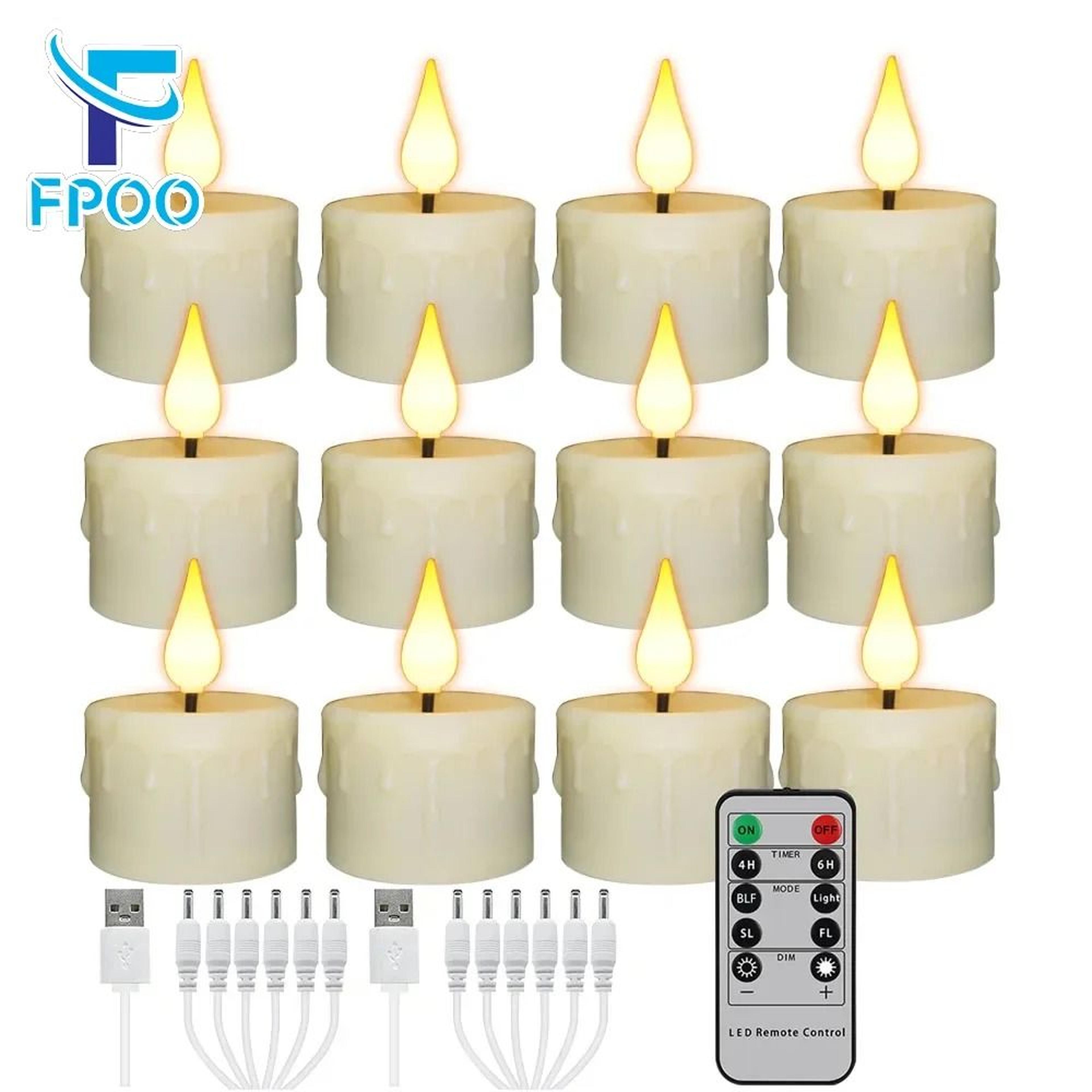 fpoo rechargeable led candles remote timer flameless christmas candle set