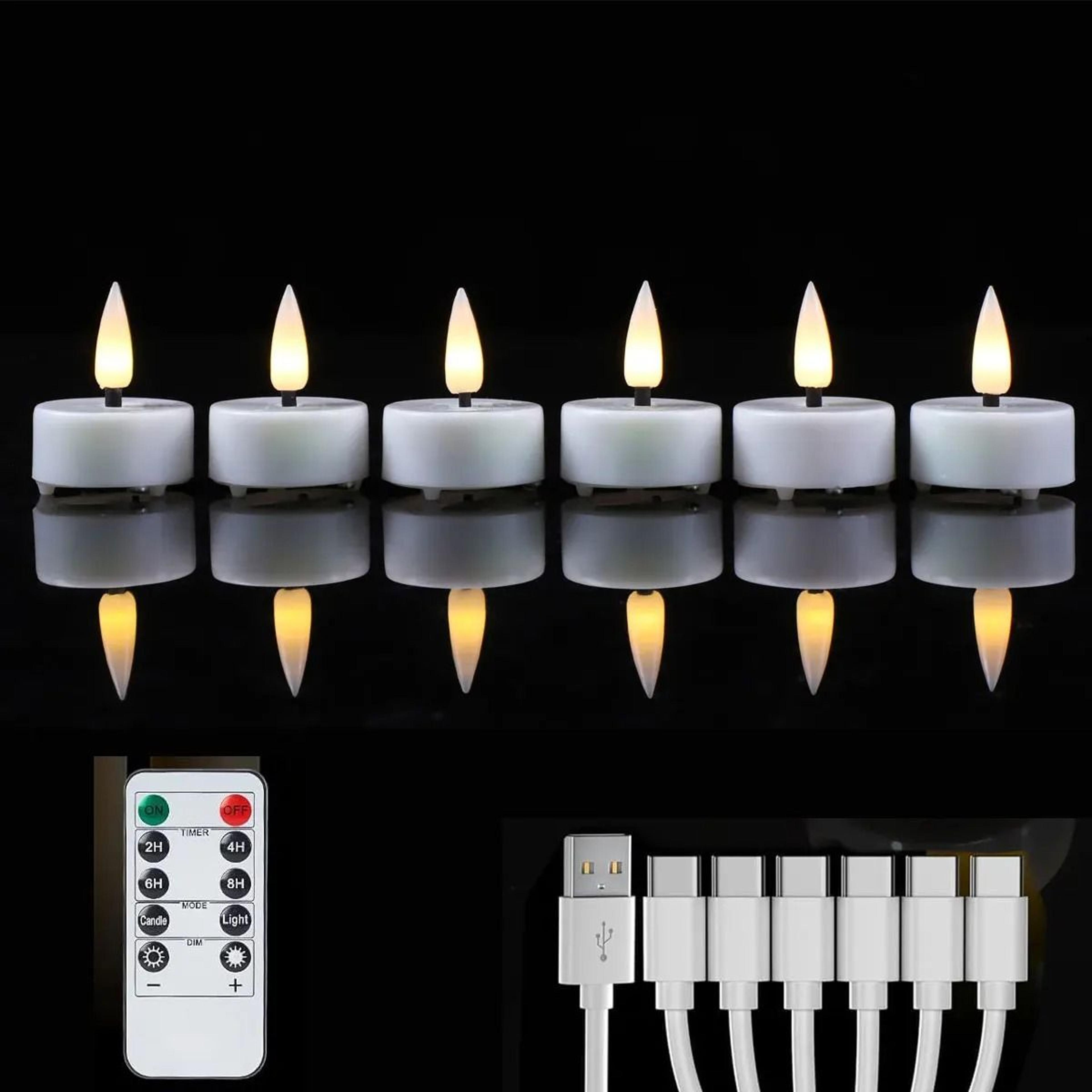 rechargeable led tea lights remote control moving flame usb fake candles