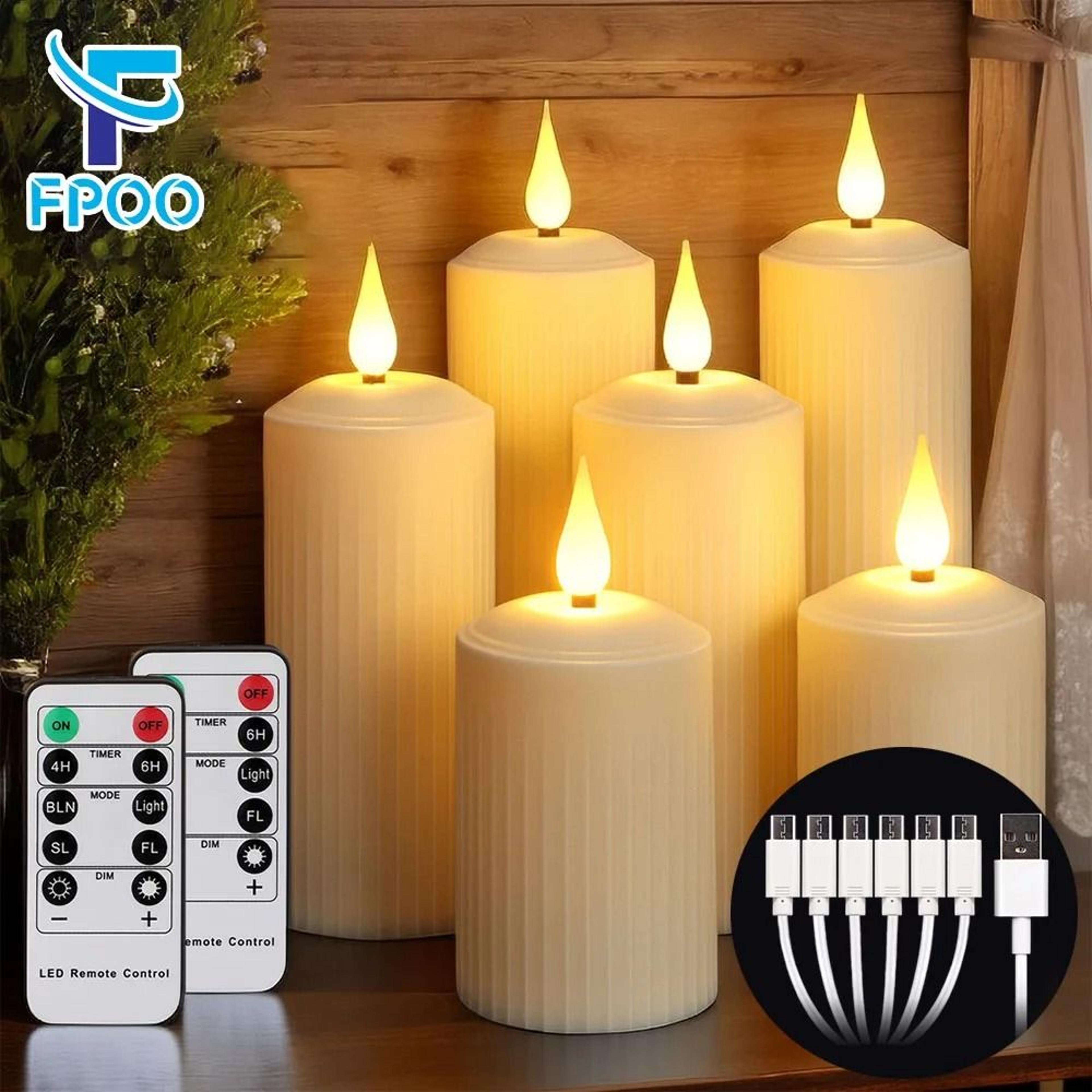 fpoo rechargeable waterproof led pillar candles remote control electric set