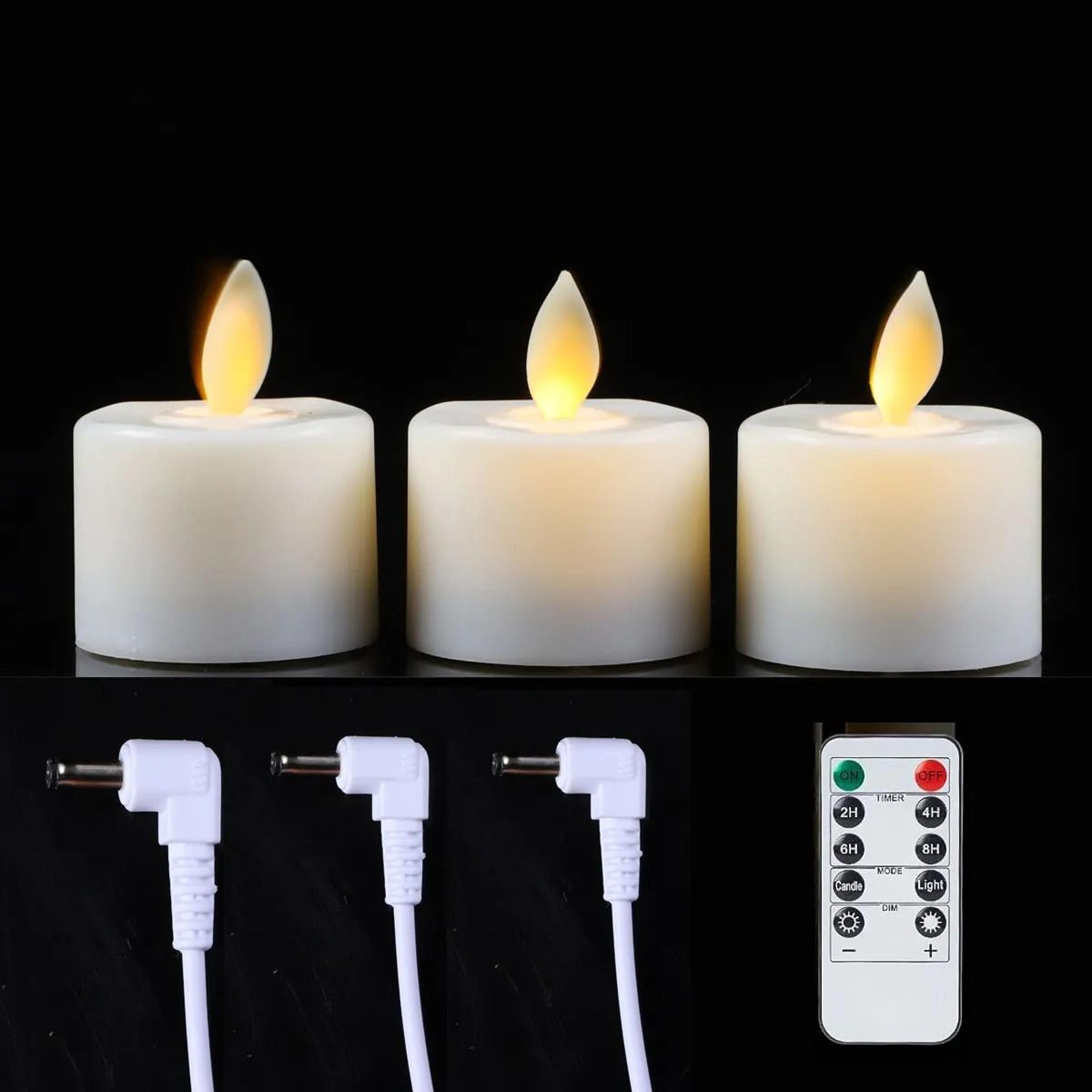 rechargeable moving flame led candles remote control usb tealight votives