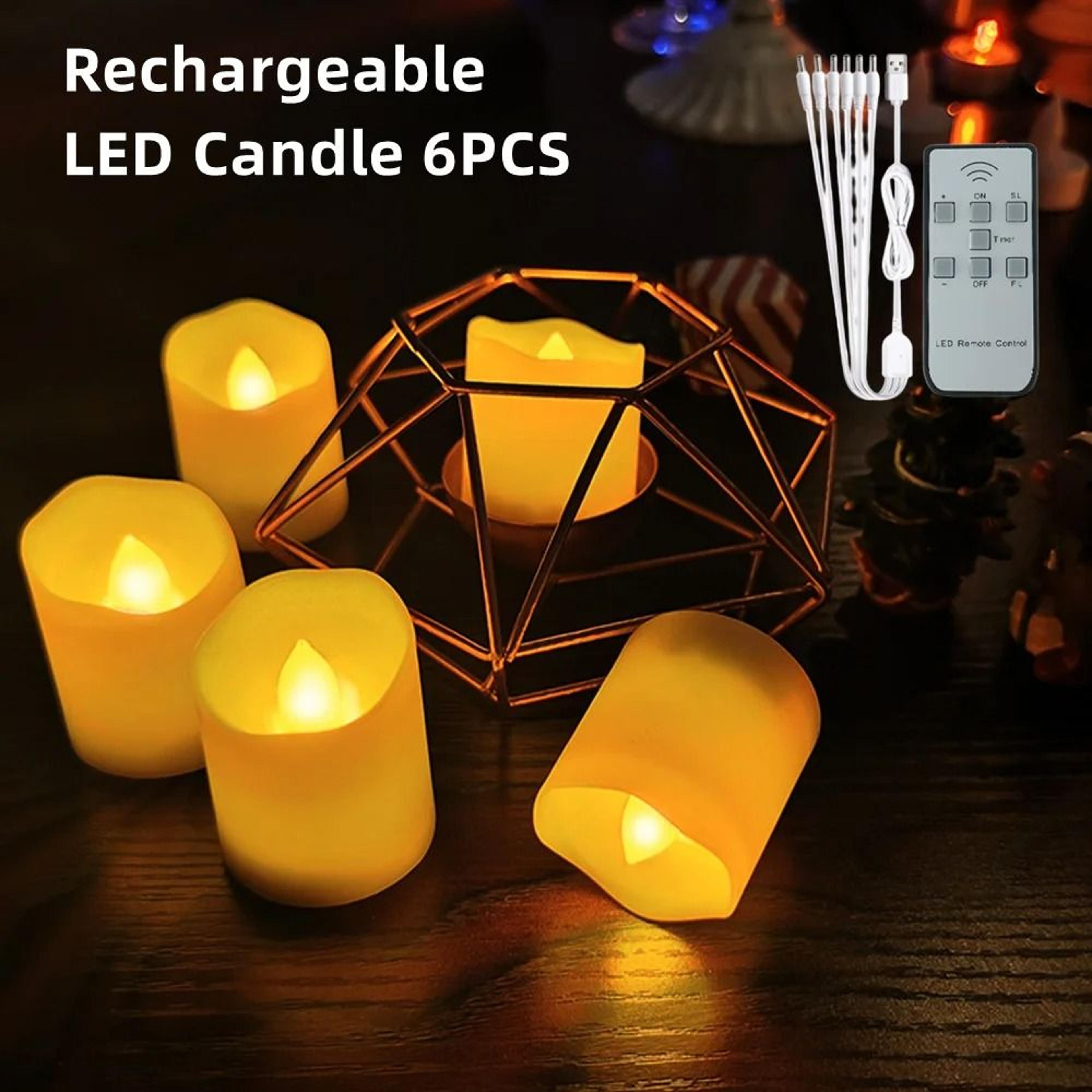 6-piece rechargeable led tea lights 6-port usb charger remote bedside lamp set