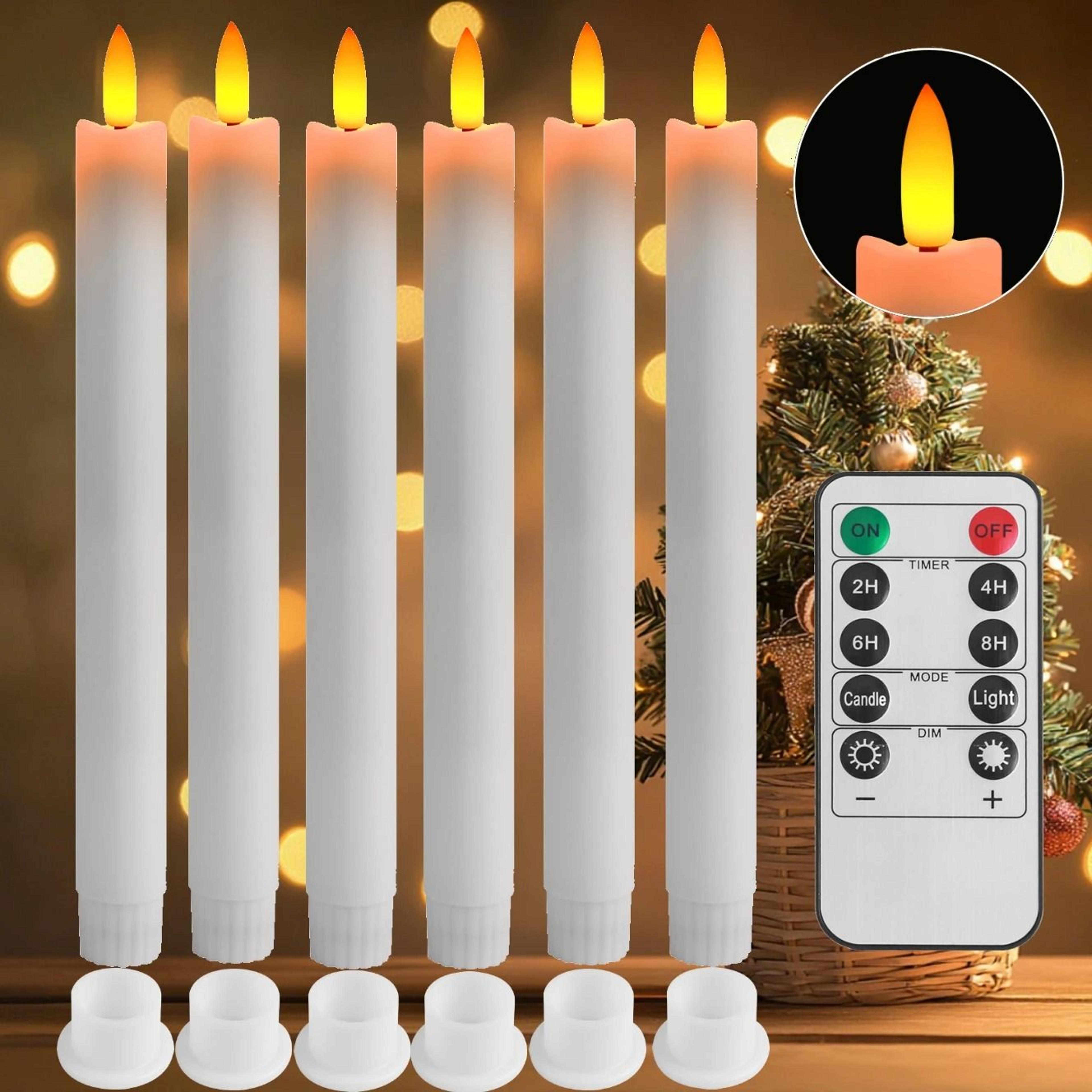 flameless taper candles remote timer led candlesticks flickering window decor