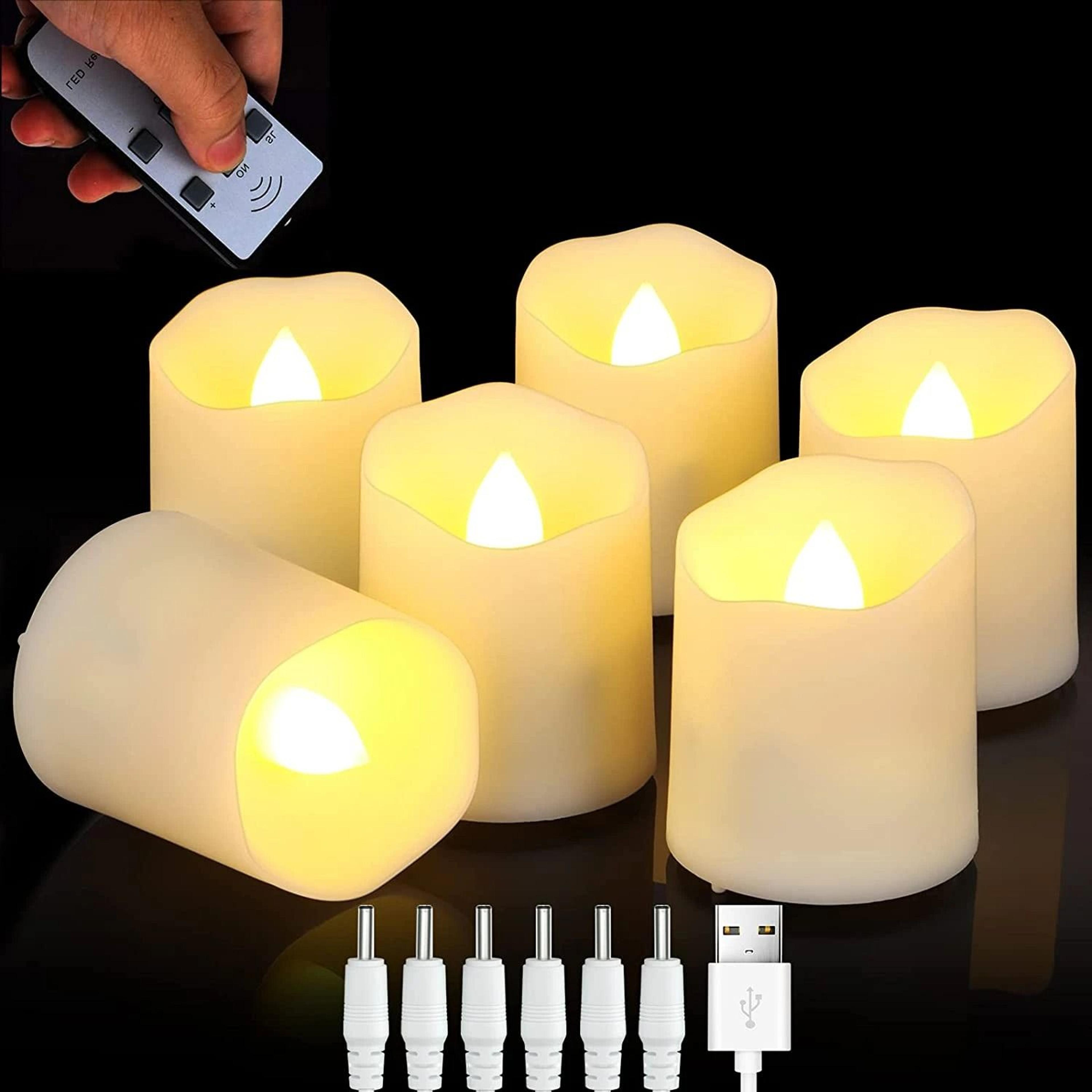 6 pcs rechargeable led tealights remote timer flickering flameless candles