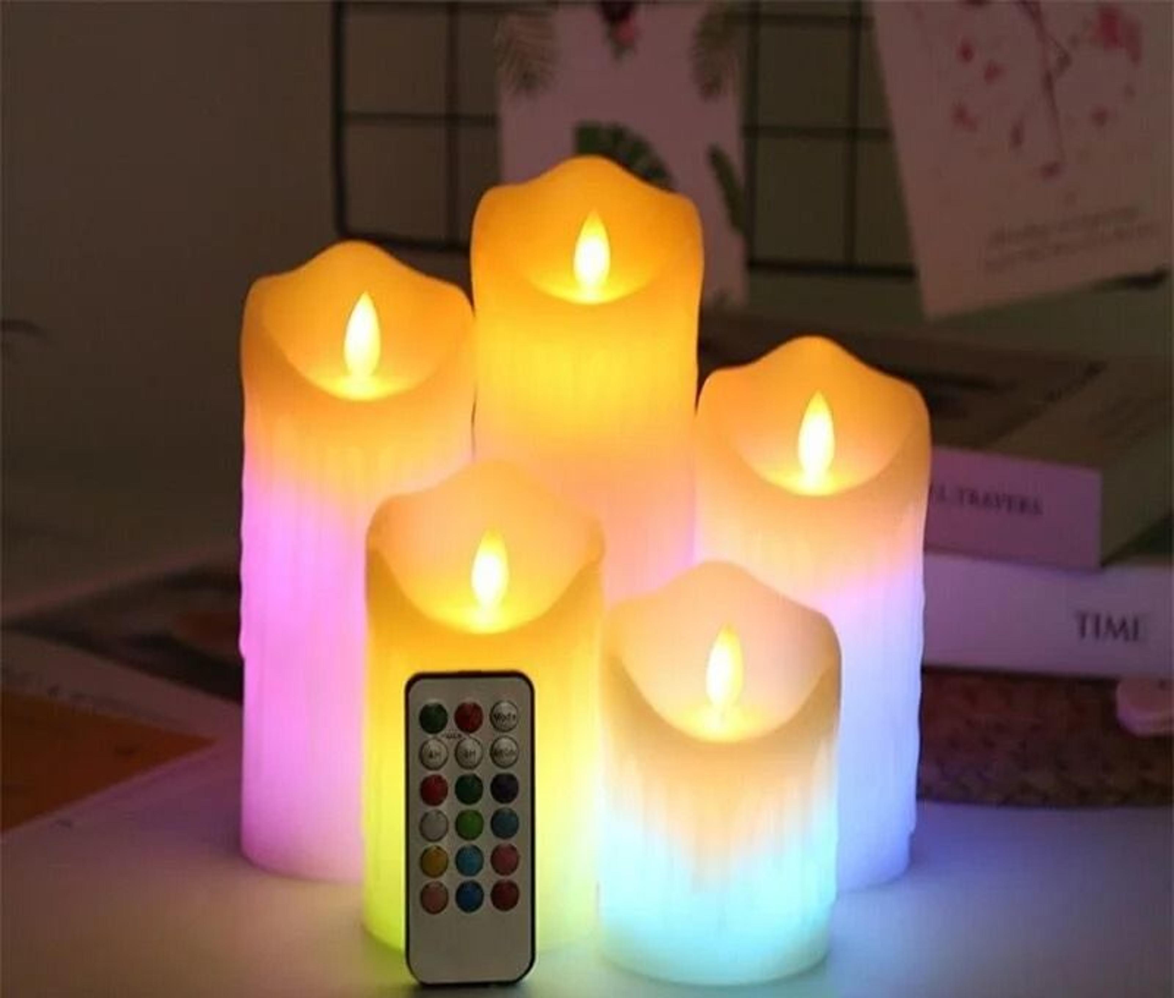 rgb paraffin dripped wax led pillar candle dancing moving wick remote control