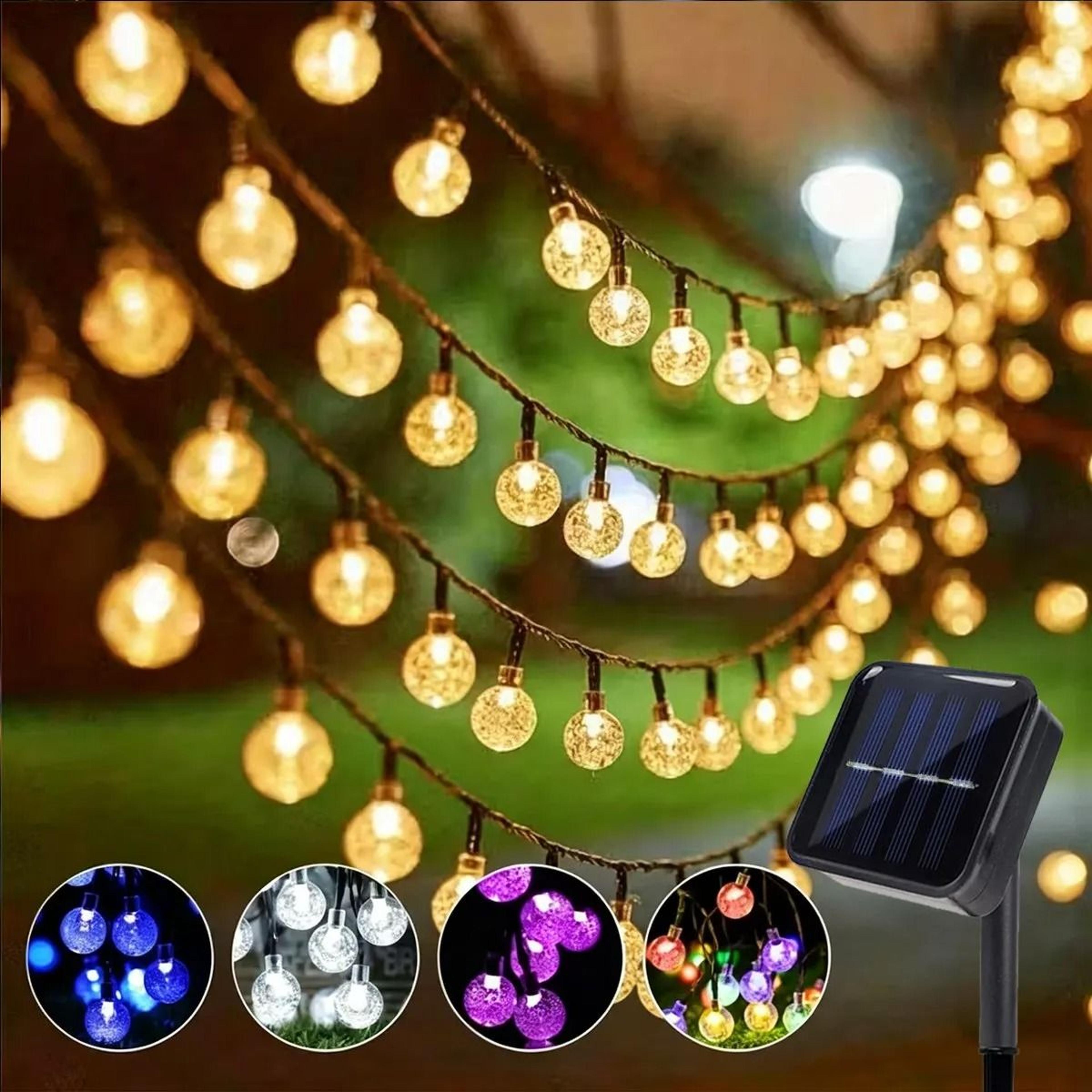 12m 100 led solar bubble ball string lights 8 modes outdoor garden party lamp