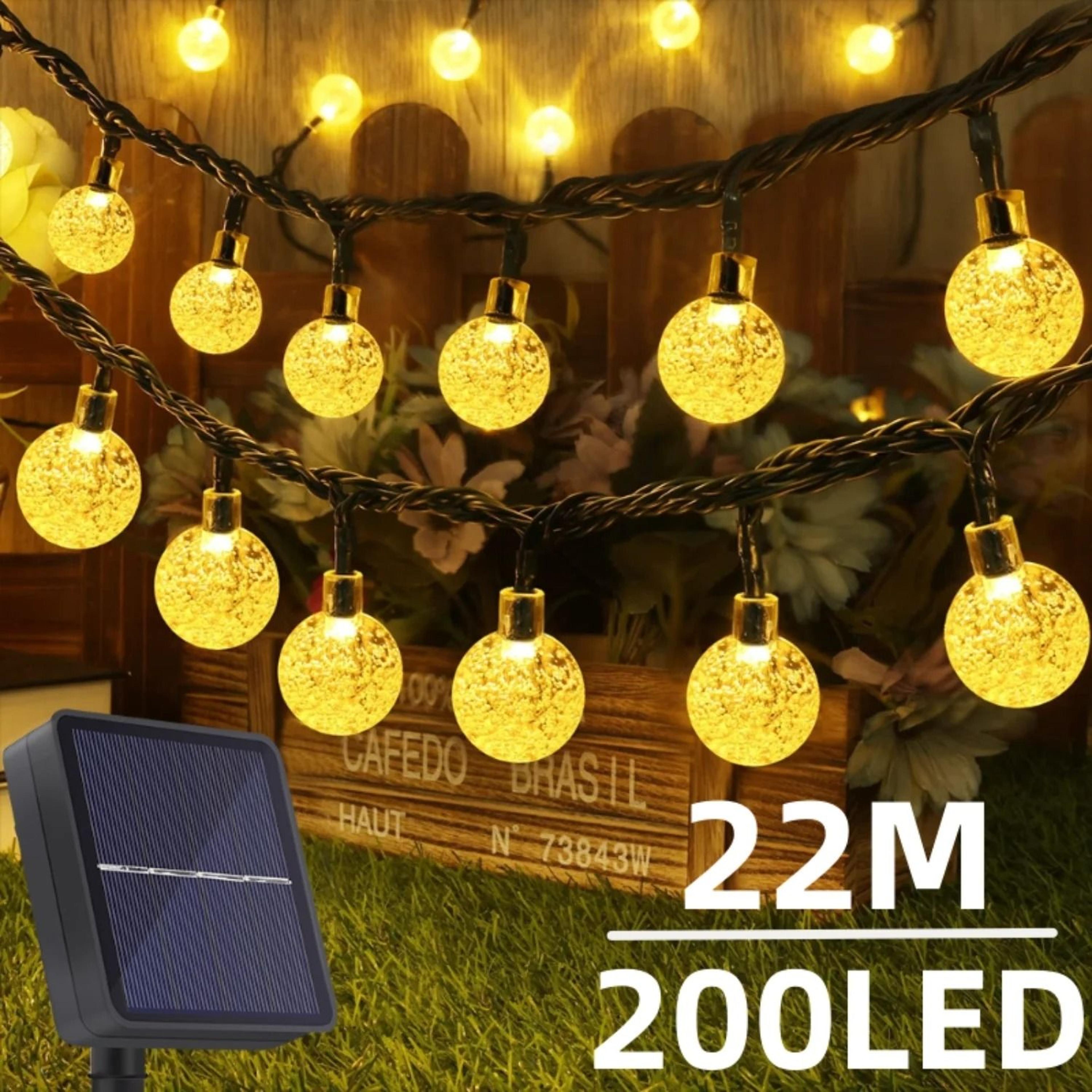 200 led solar string lights outdoor crystal globe waterproof garden christmas