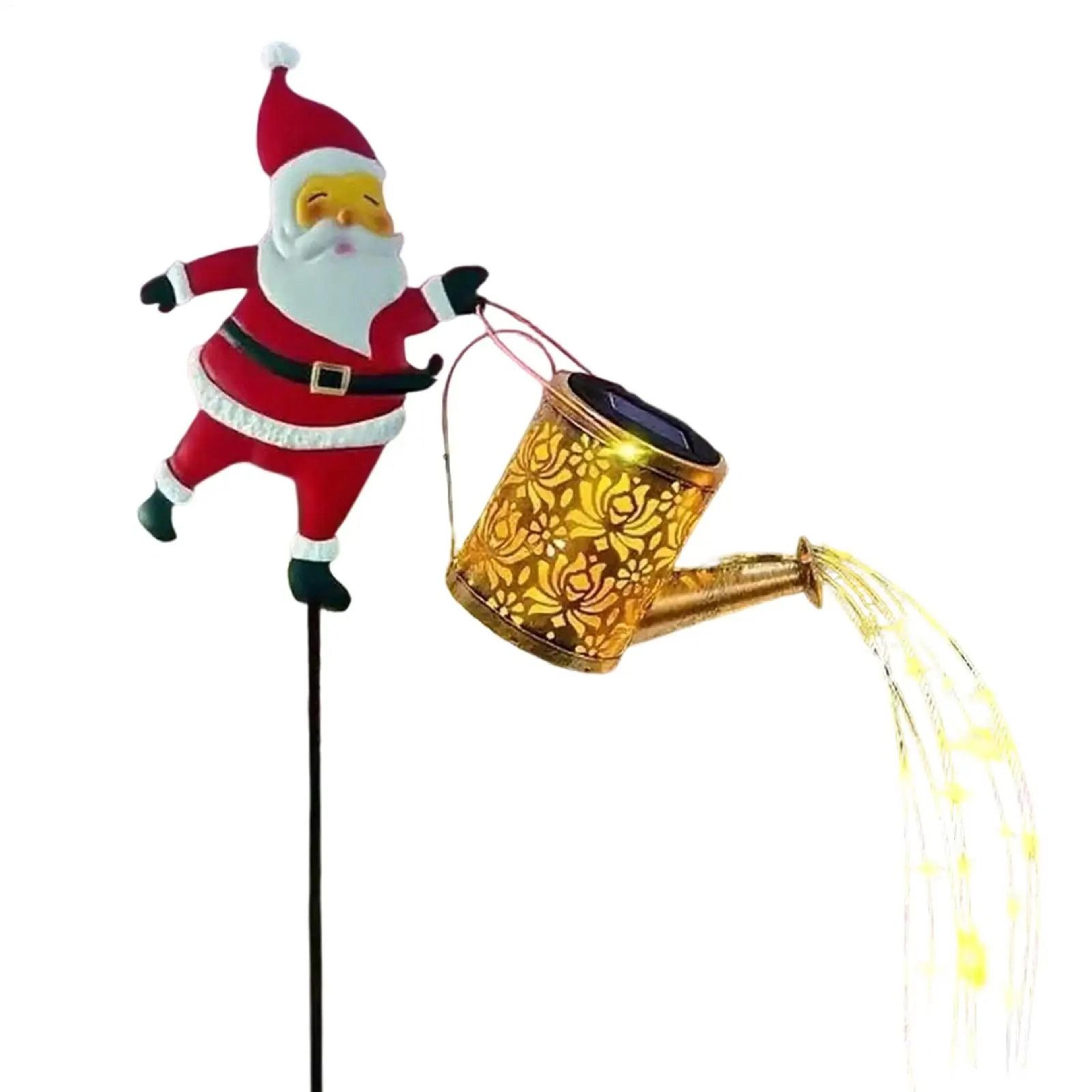 christmas solar santa claus kettle lights lawn led night light outdoor decor