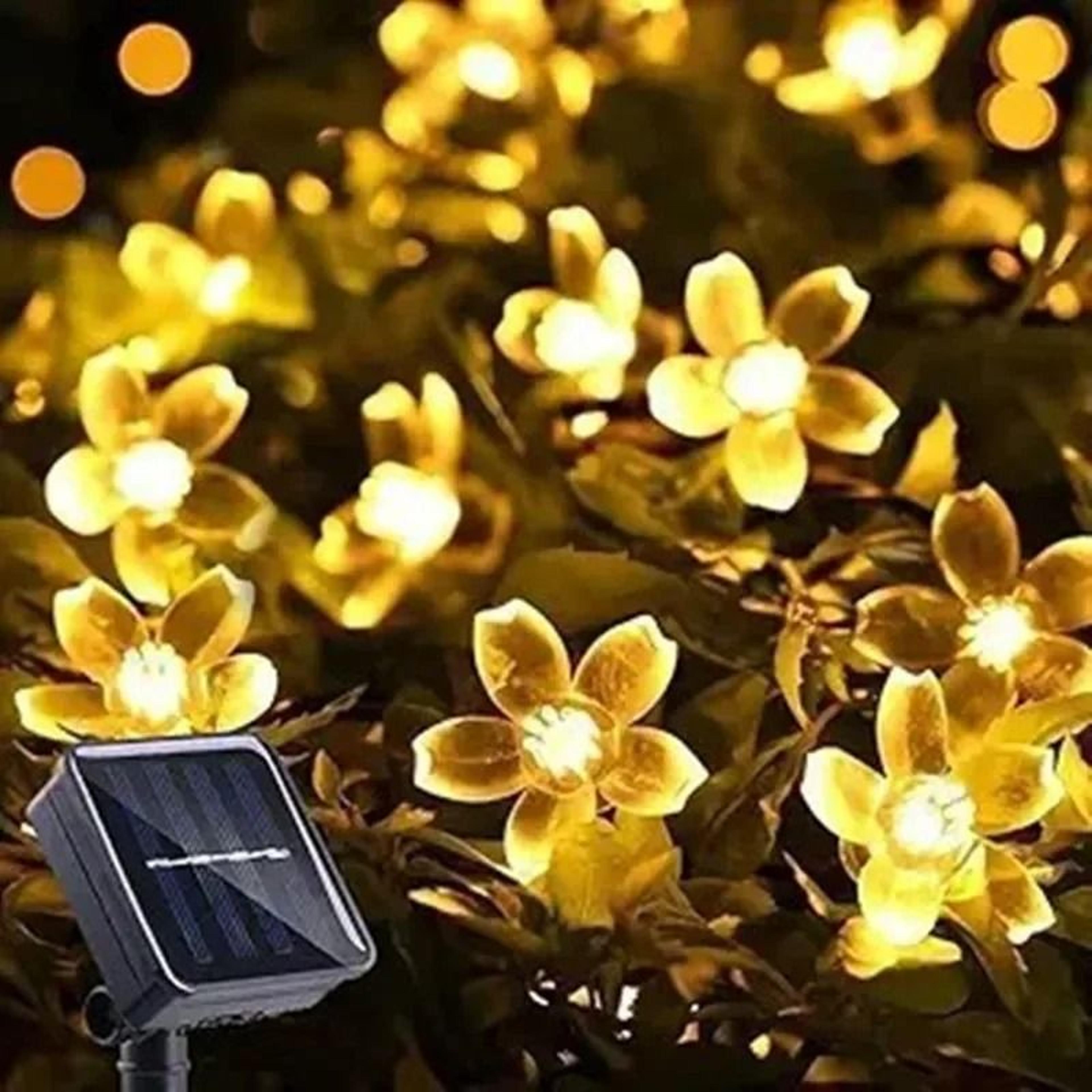 solar outdoor flower string lights waterproof led fairy garden fence yard decor