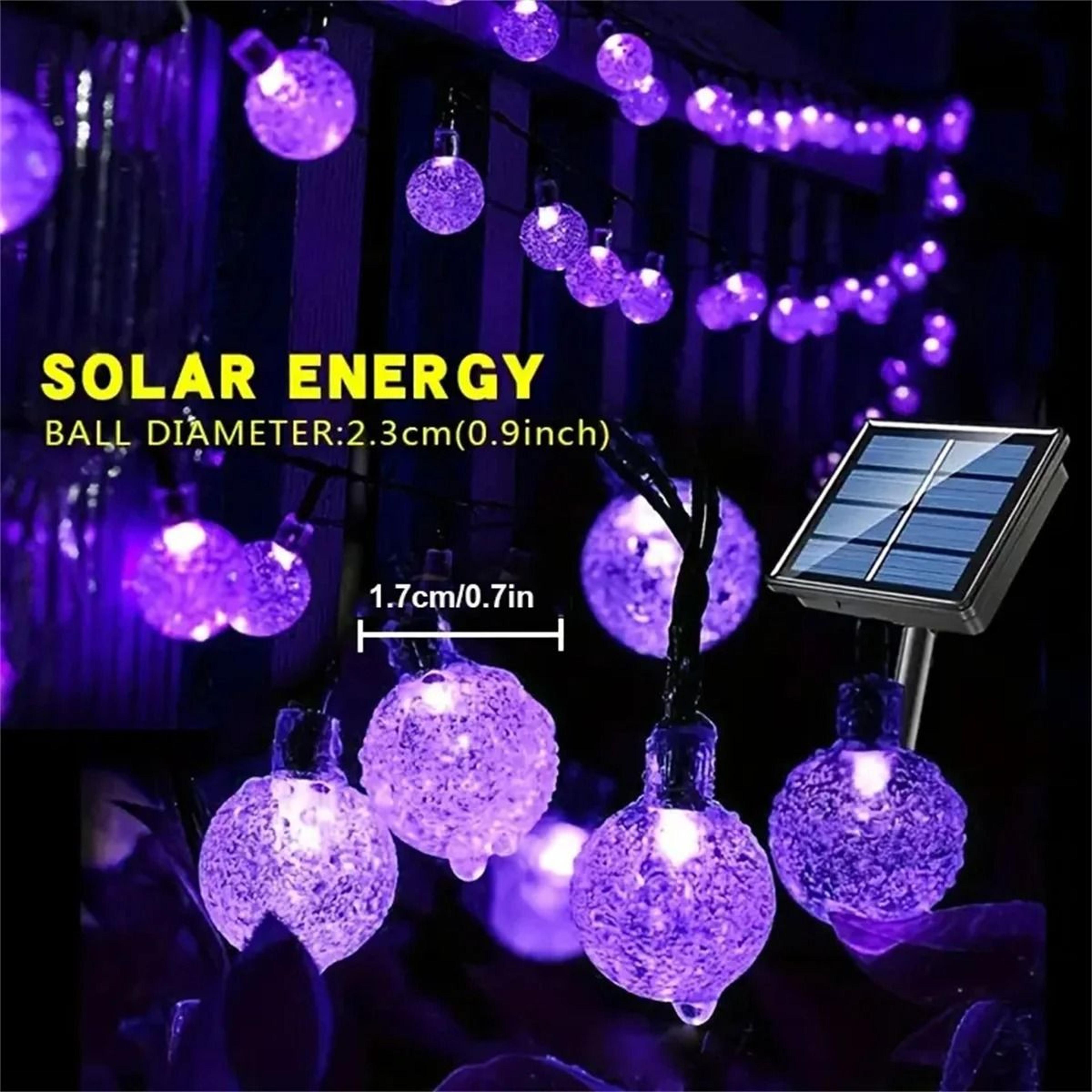solar outdoor bubble ball string lights 8 modes waterproof led fairy lamp