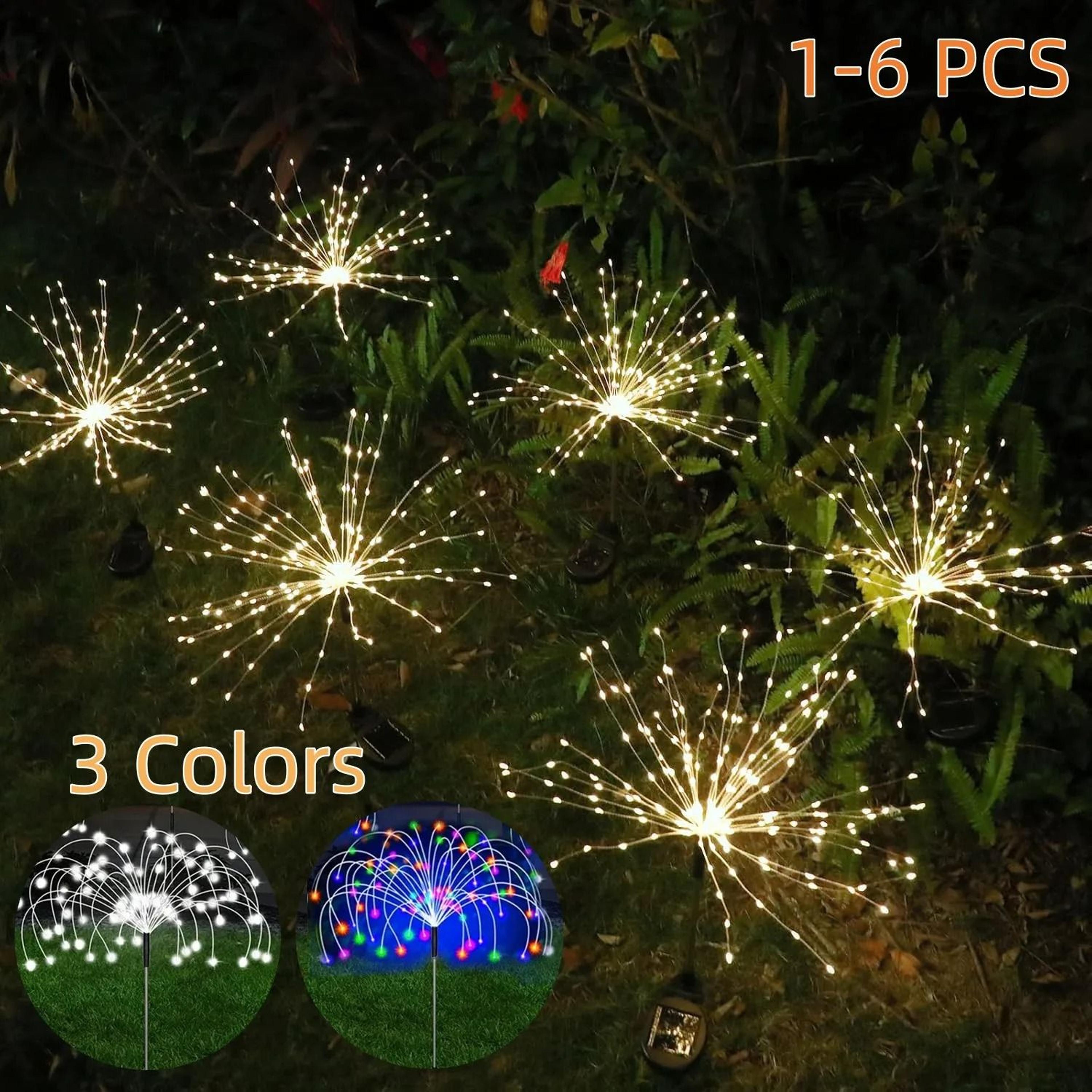 solar outdoor firework lights waterproof 8 modes dandelion fairy garden stake lamp