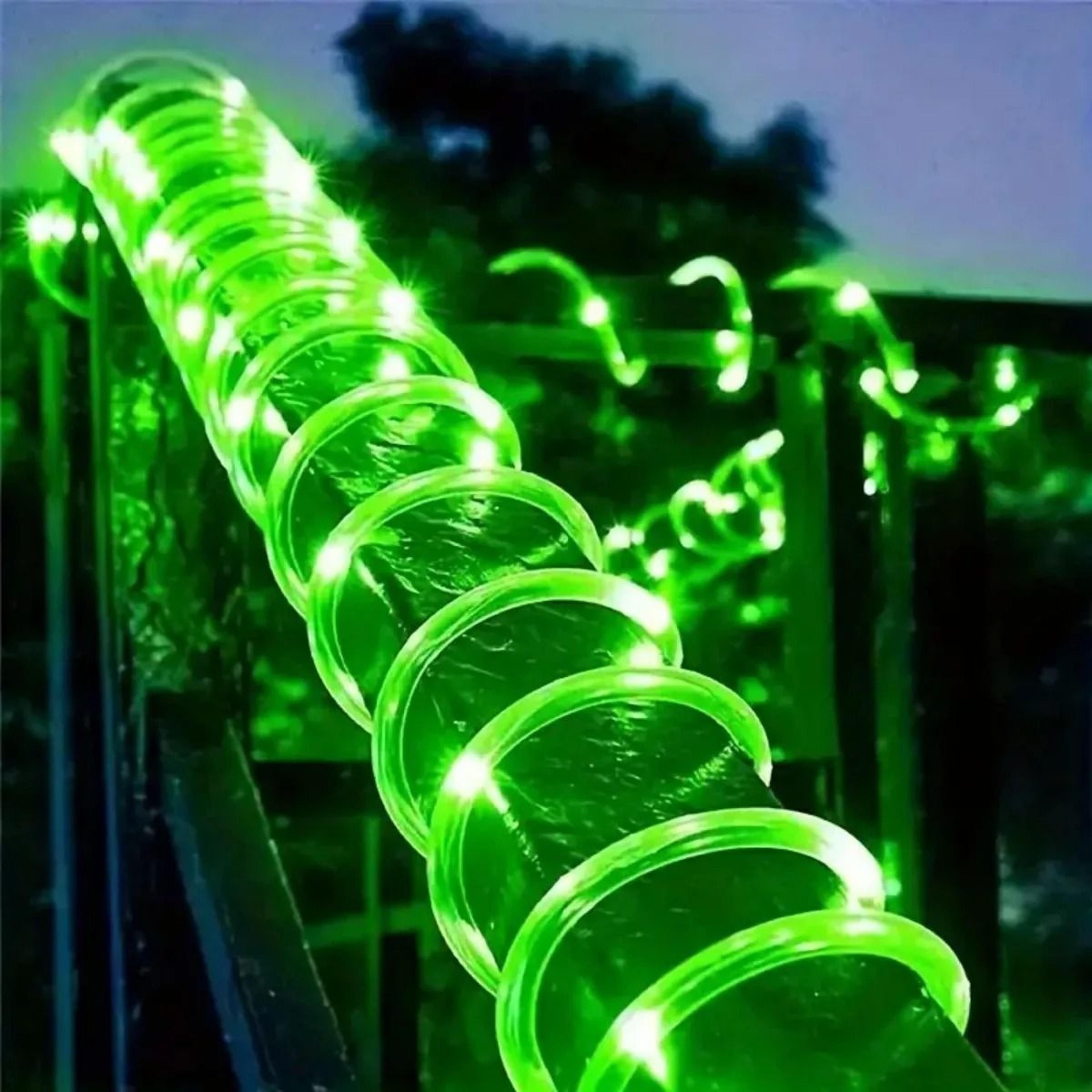 solar outdoor pvc tube rope string lights 8 modes waterproof led fence decor
