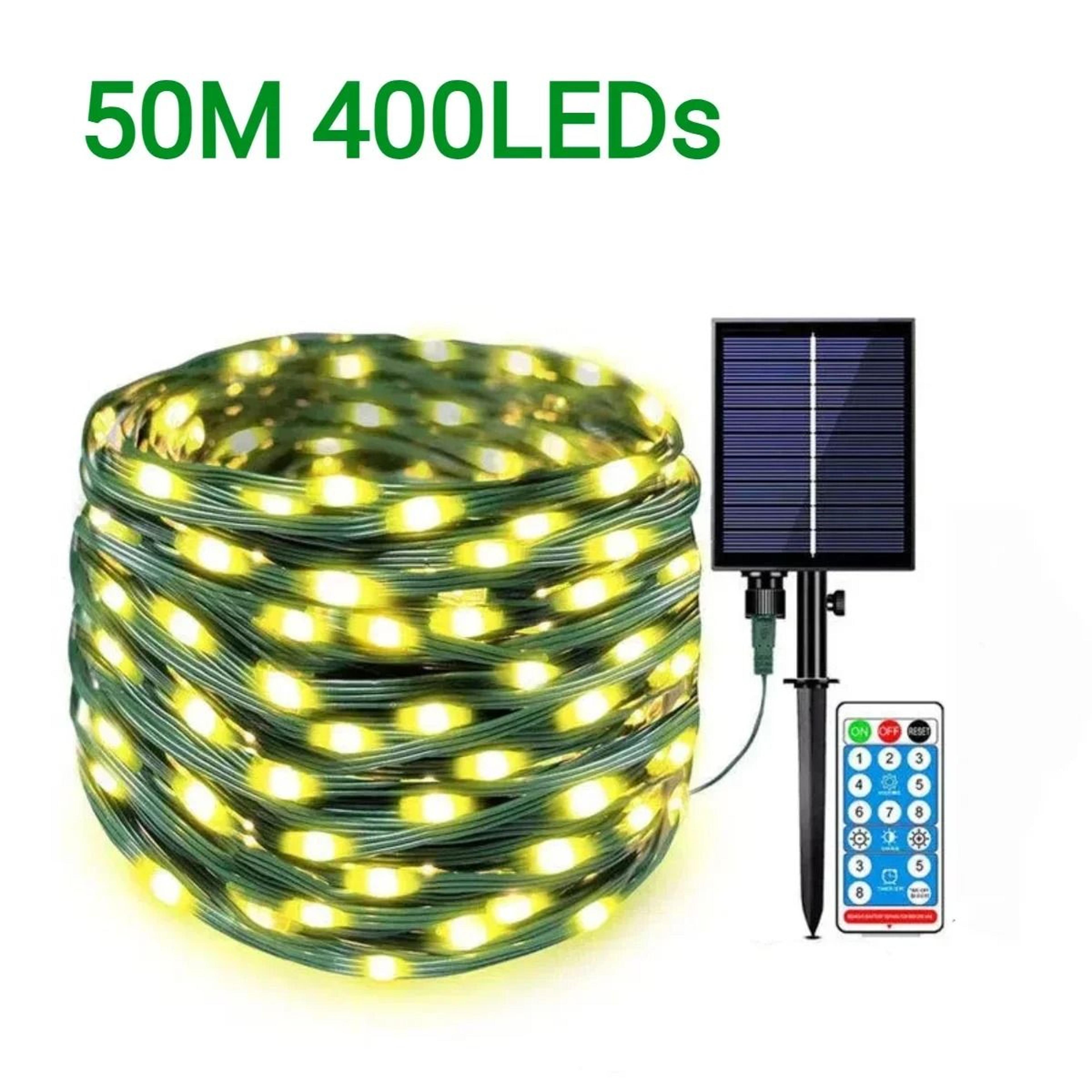 solar outdoor rubber covered wire fairy string lights 8 modes waterproof decor