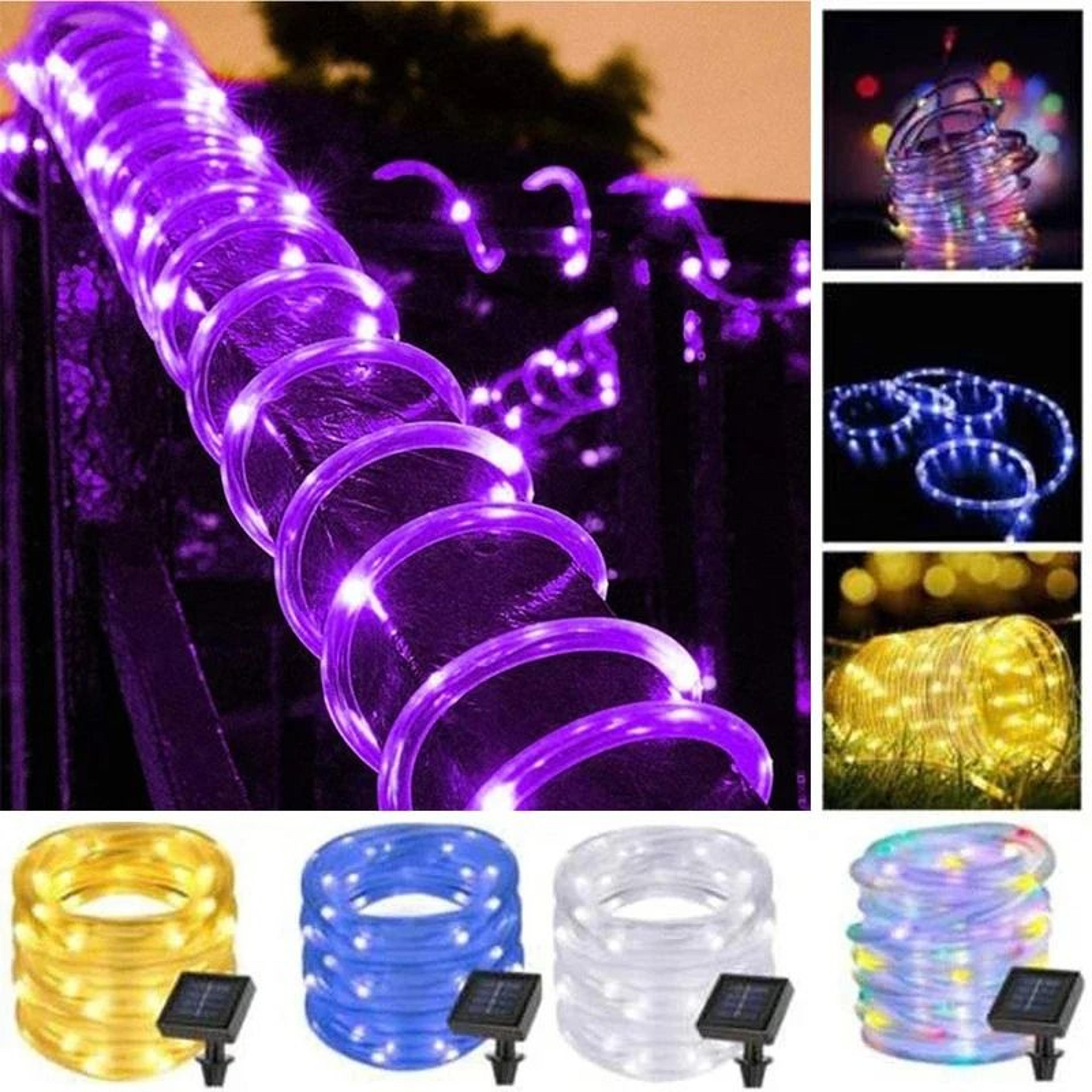 32m solar outdoor tube rope strip lights waterproof led garden garland decor