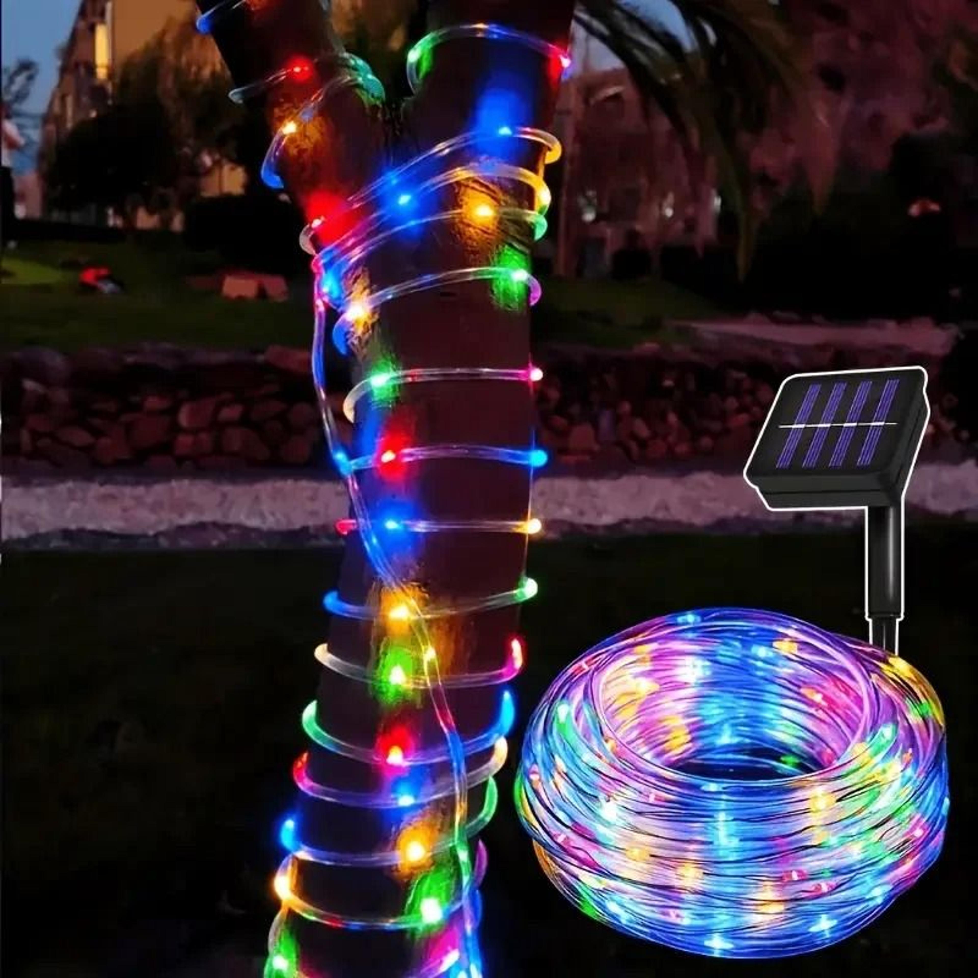 solar outdoor multicolor tube rope lights waterproof led garden holiday decor