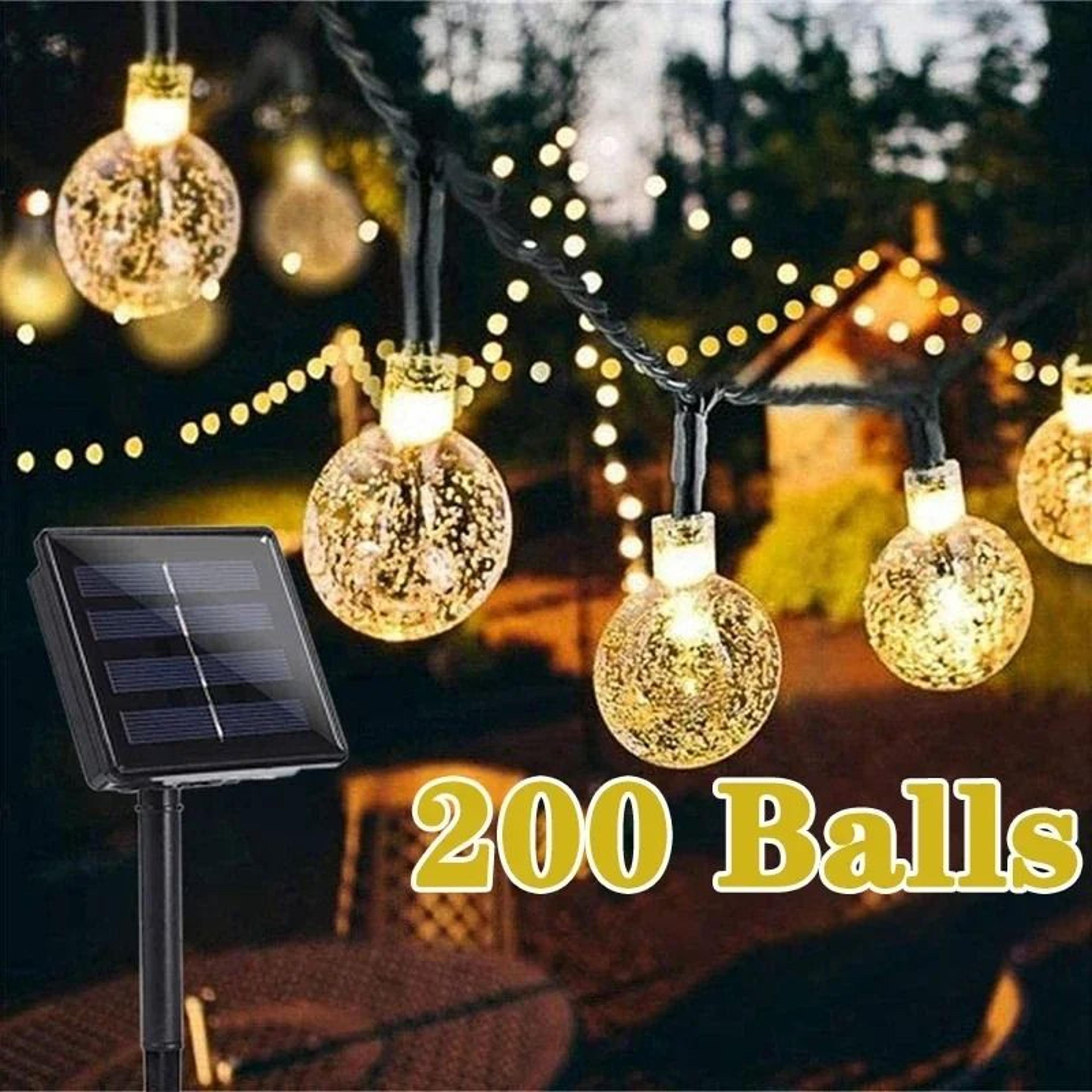 200led solar outdoor crystal fairy string lights 8 modes waterproof patio decor