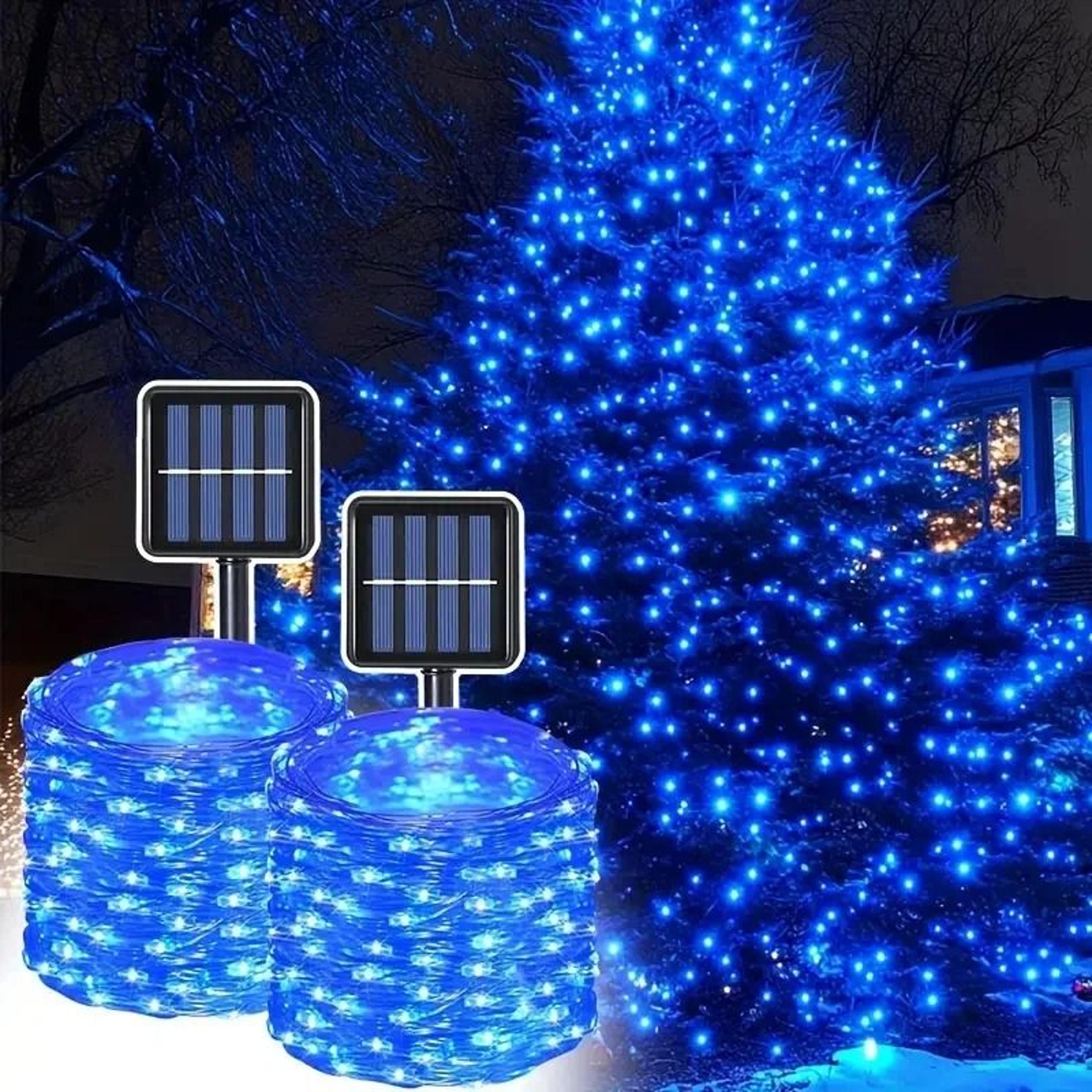 solar outdoor copper wire fairy string lights 8 modes ip65 waterproof garden decor