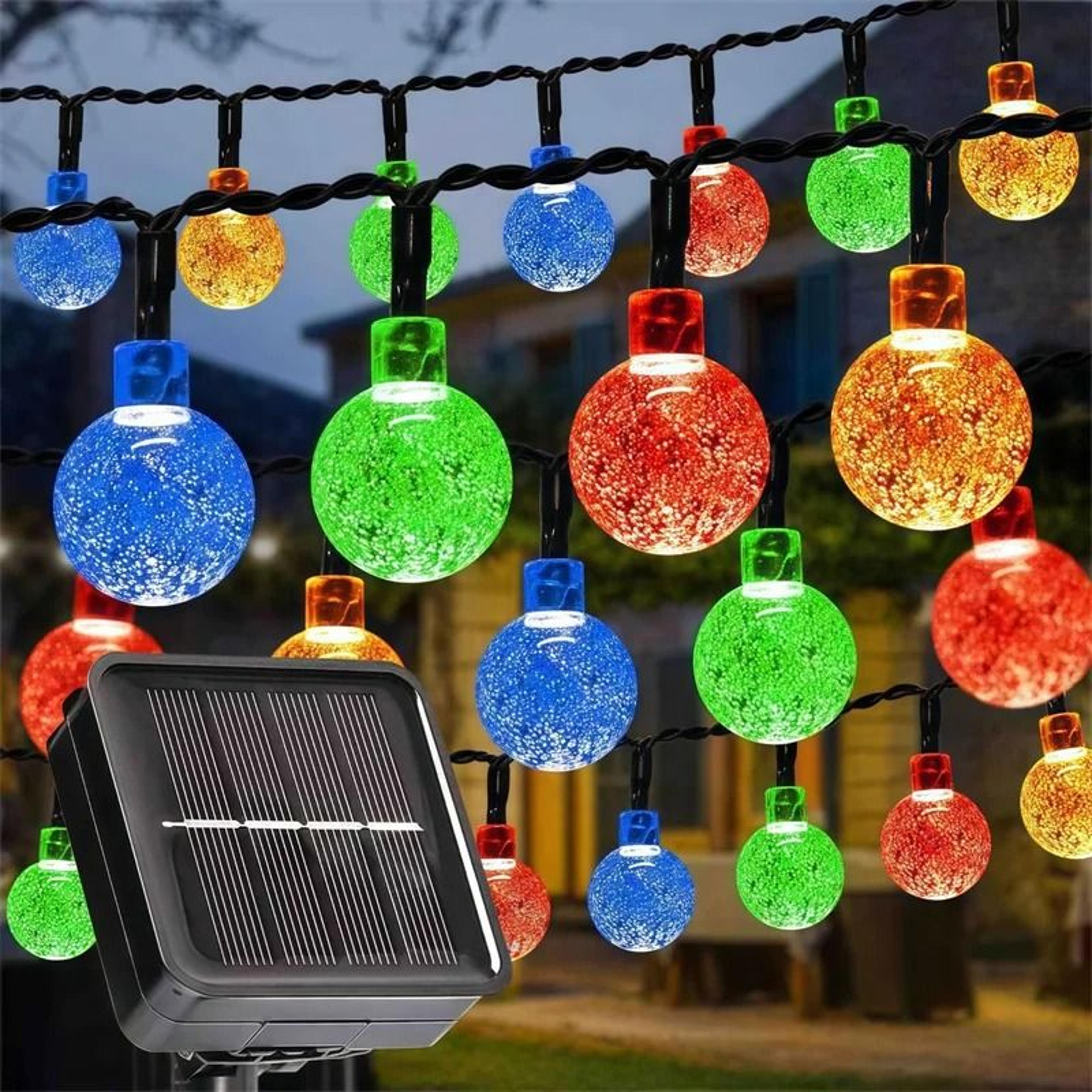 solar outdoor bubble crystal globe string lights 8 modes waterproof patio decor