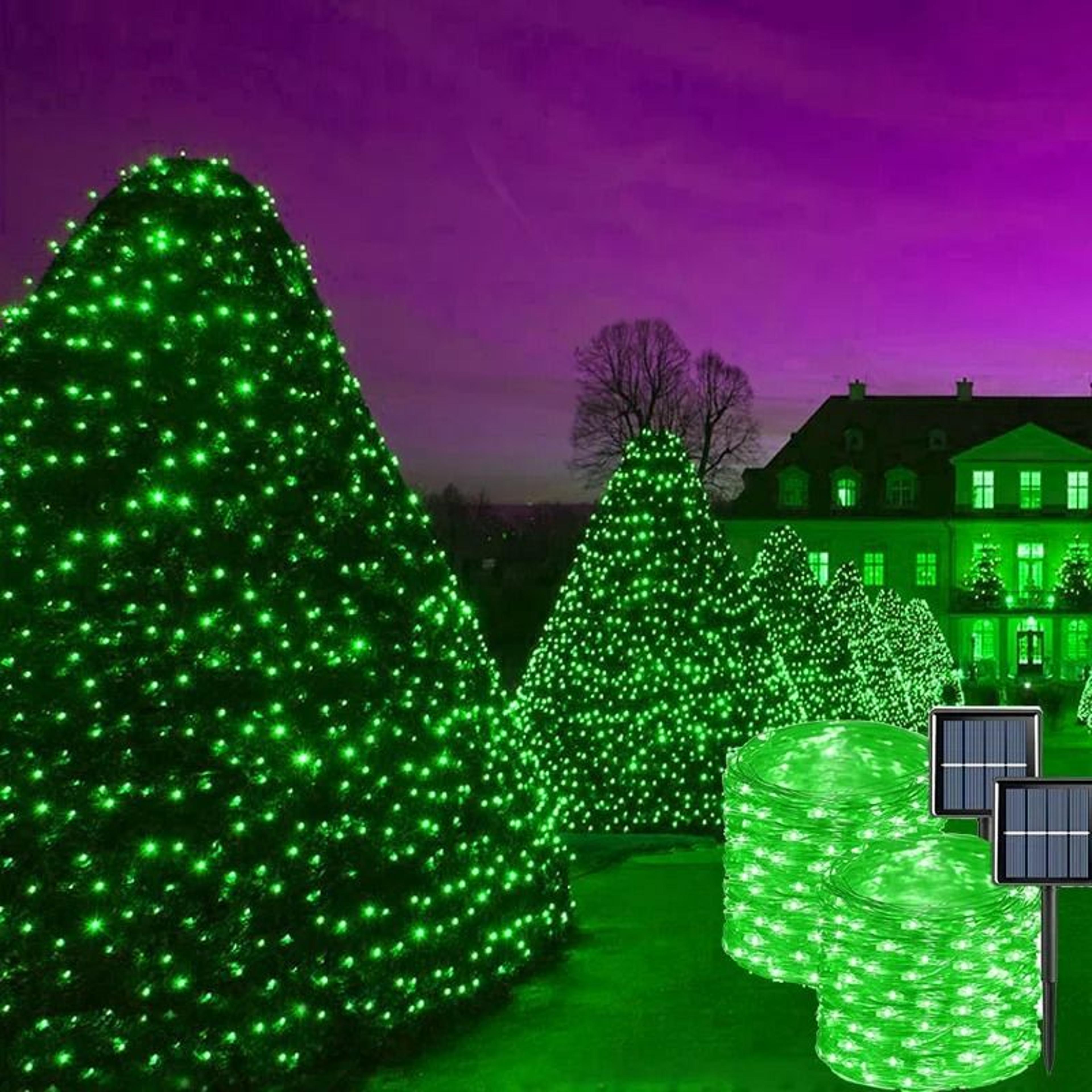solar outdoor copper wire led fairy garland lights 8 modes ip65 tree & park decor