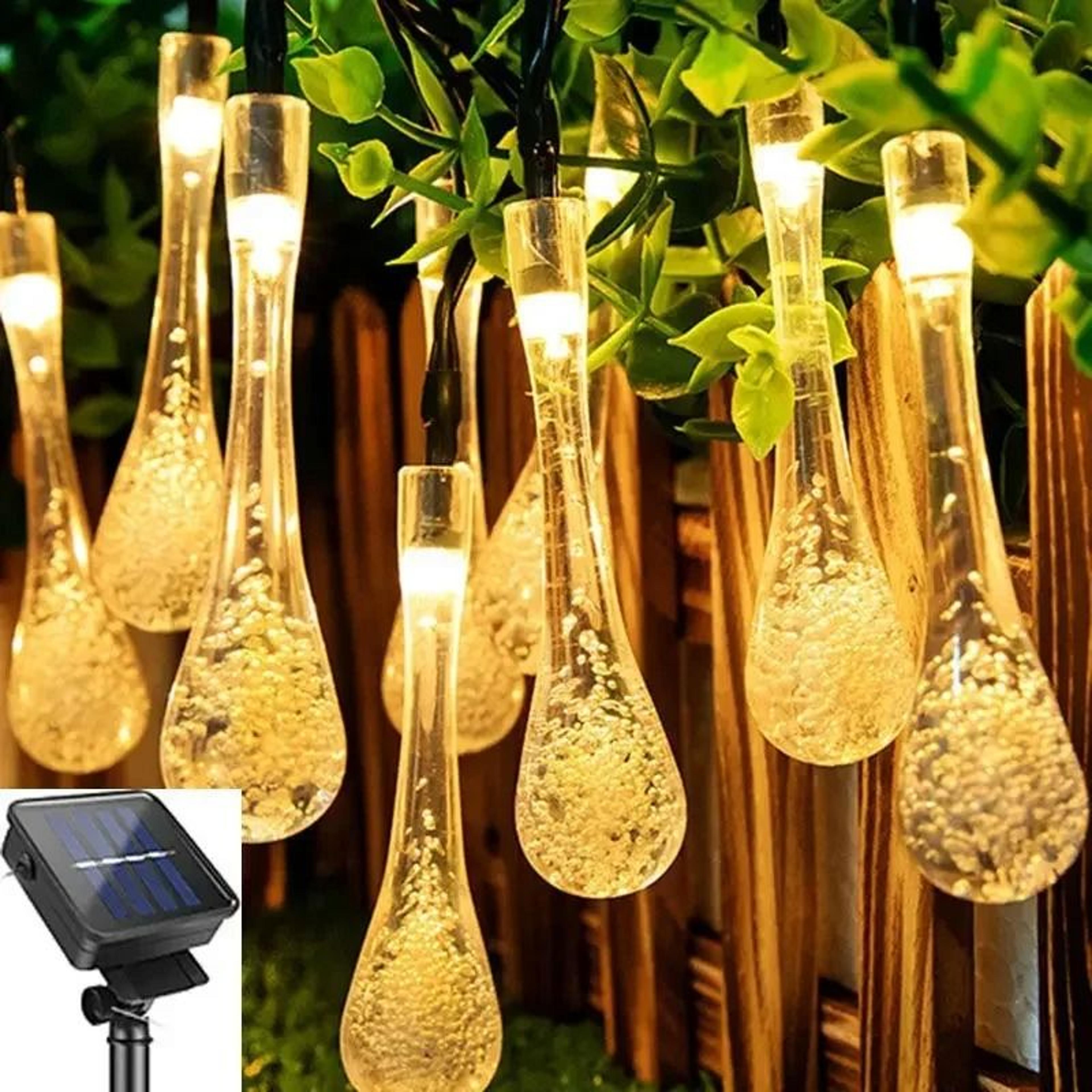 solar outdoor water droplet led string lights waterproof garden garland decor