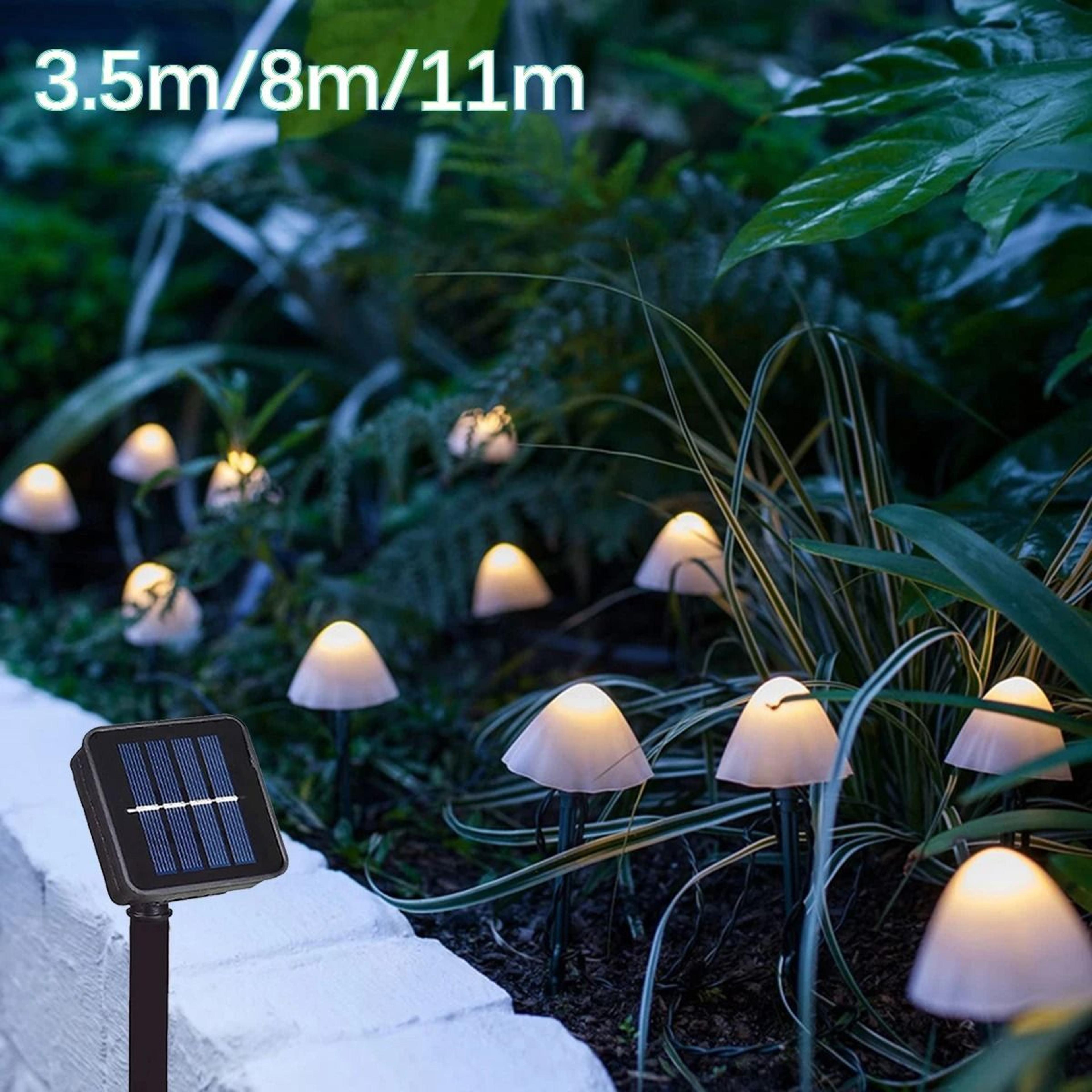 solar outdoor mushroom led string lights waterproof garden lawn path garland decor