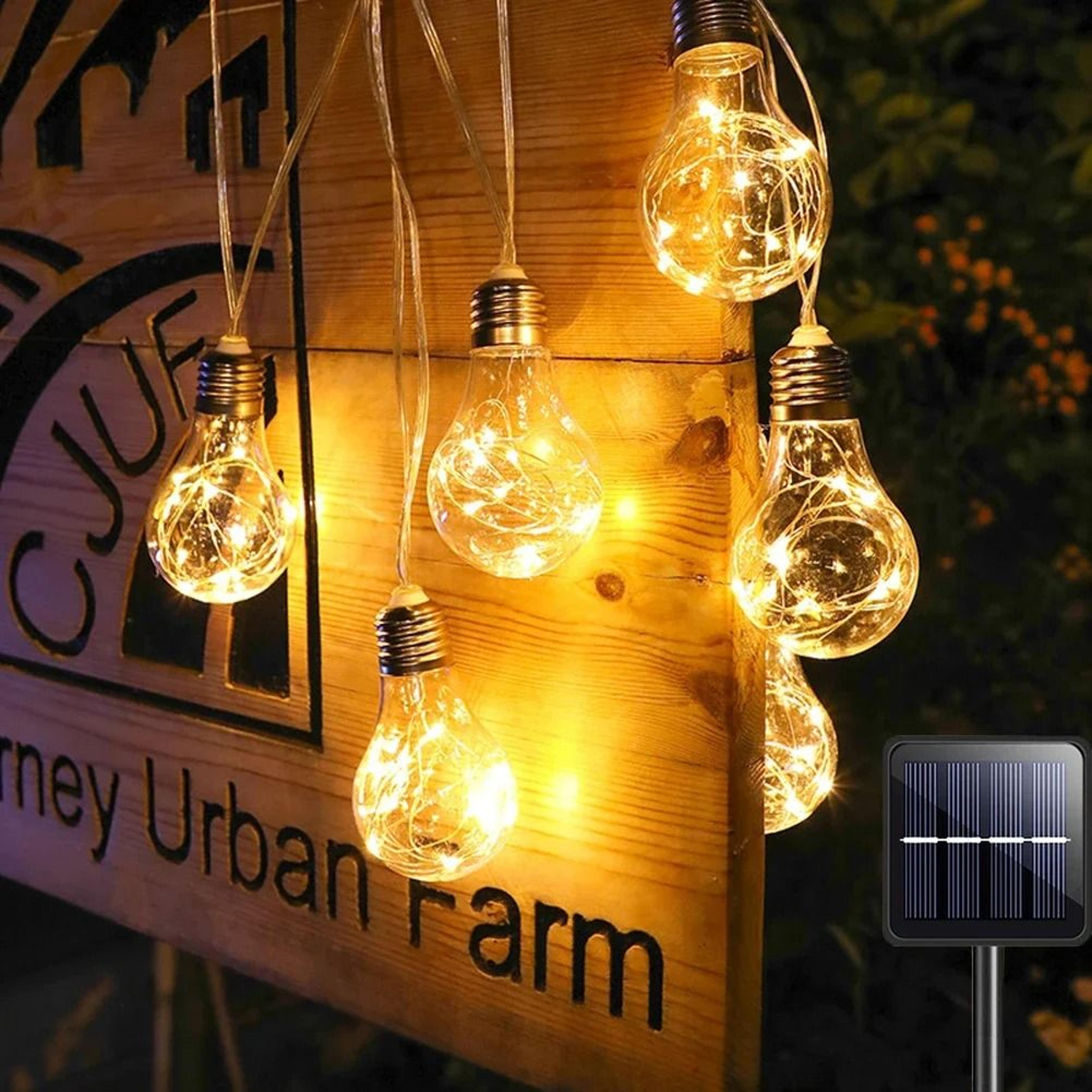 solar outdoor globe bulb led fairy string lights ip65 waterproof garden decor