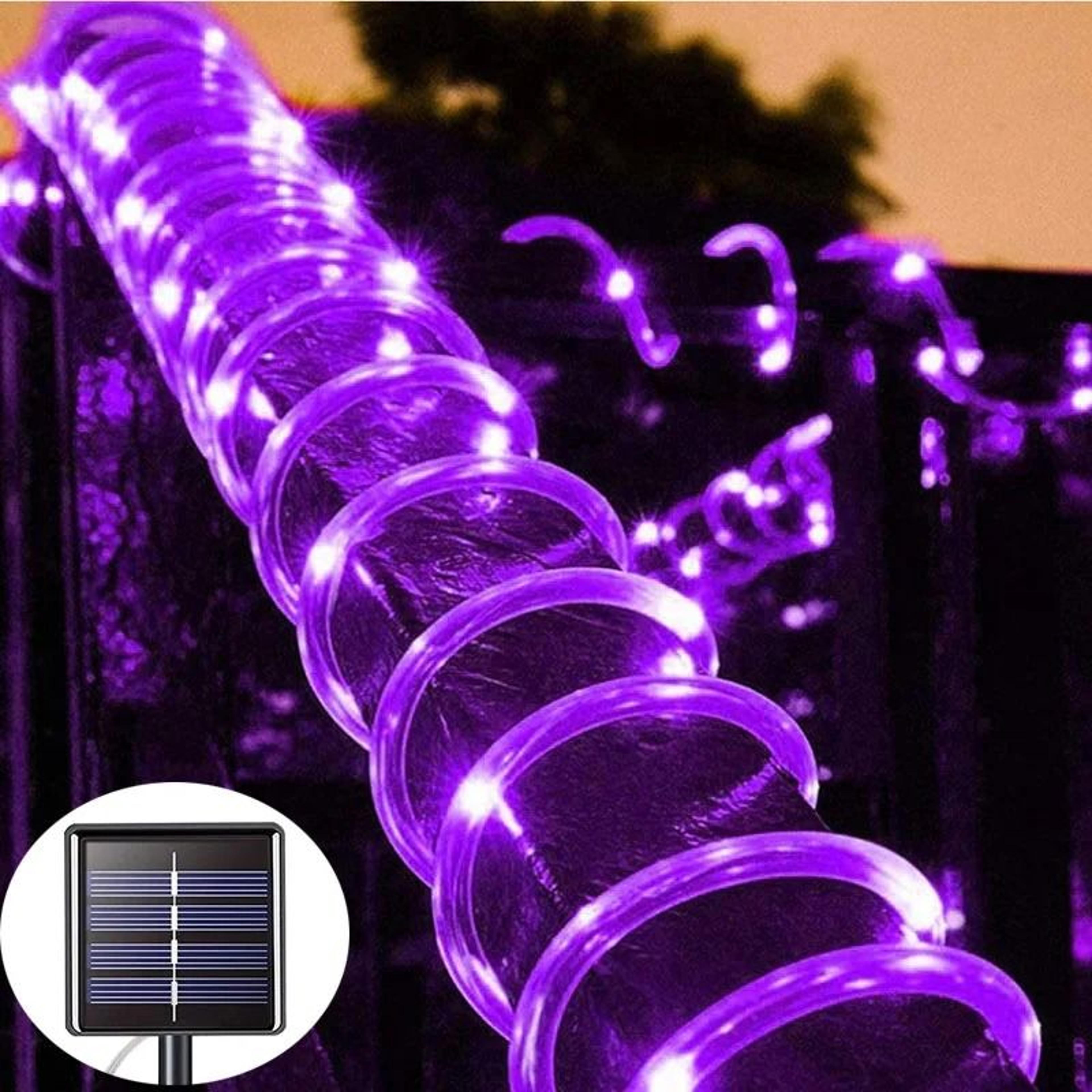 solar outdoor tube rope led string lights waterproof garden eaves garland decor
