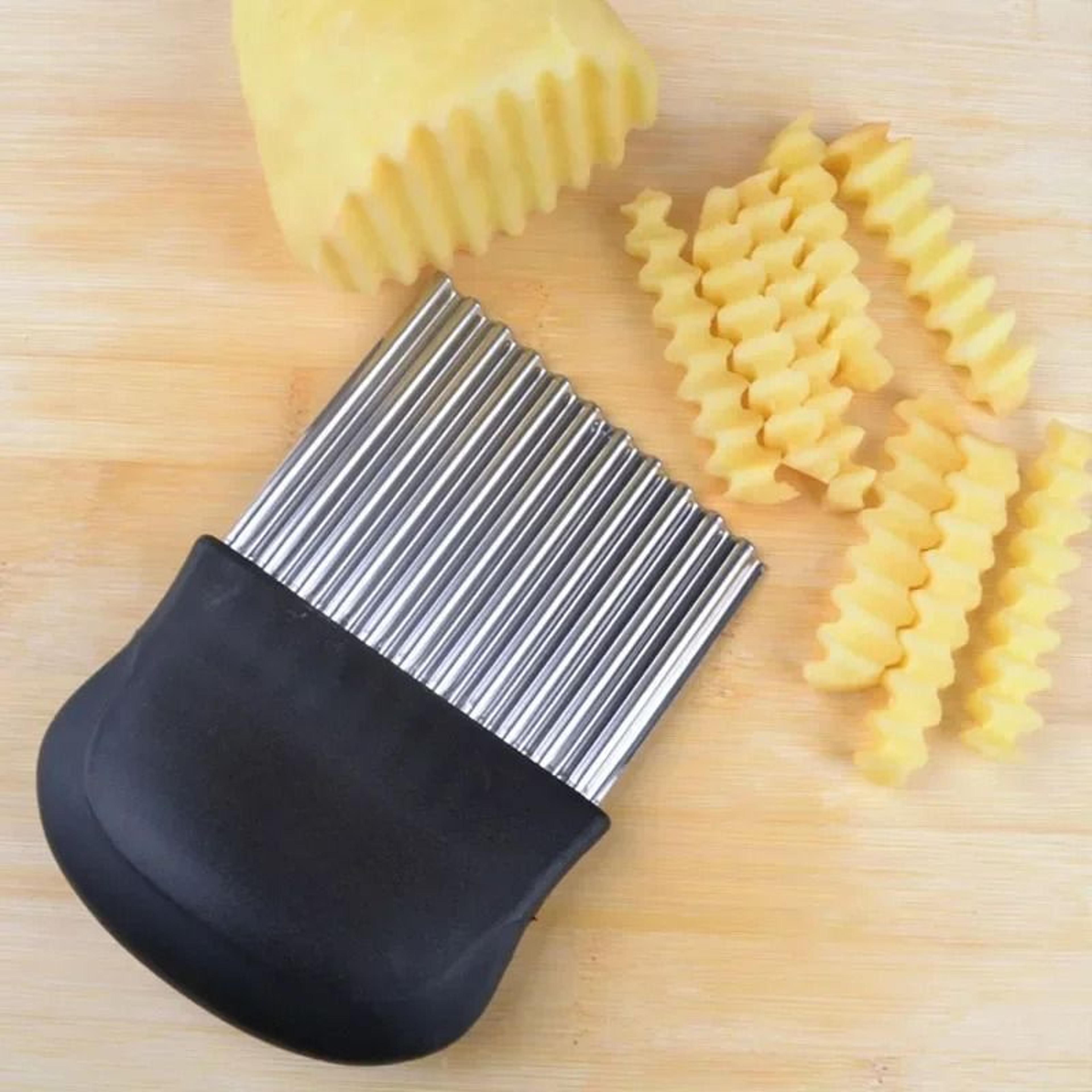 stainless steel crinkle wavy potato slicer french fry & dough knife
