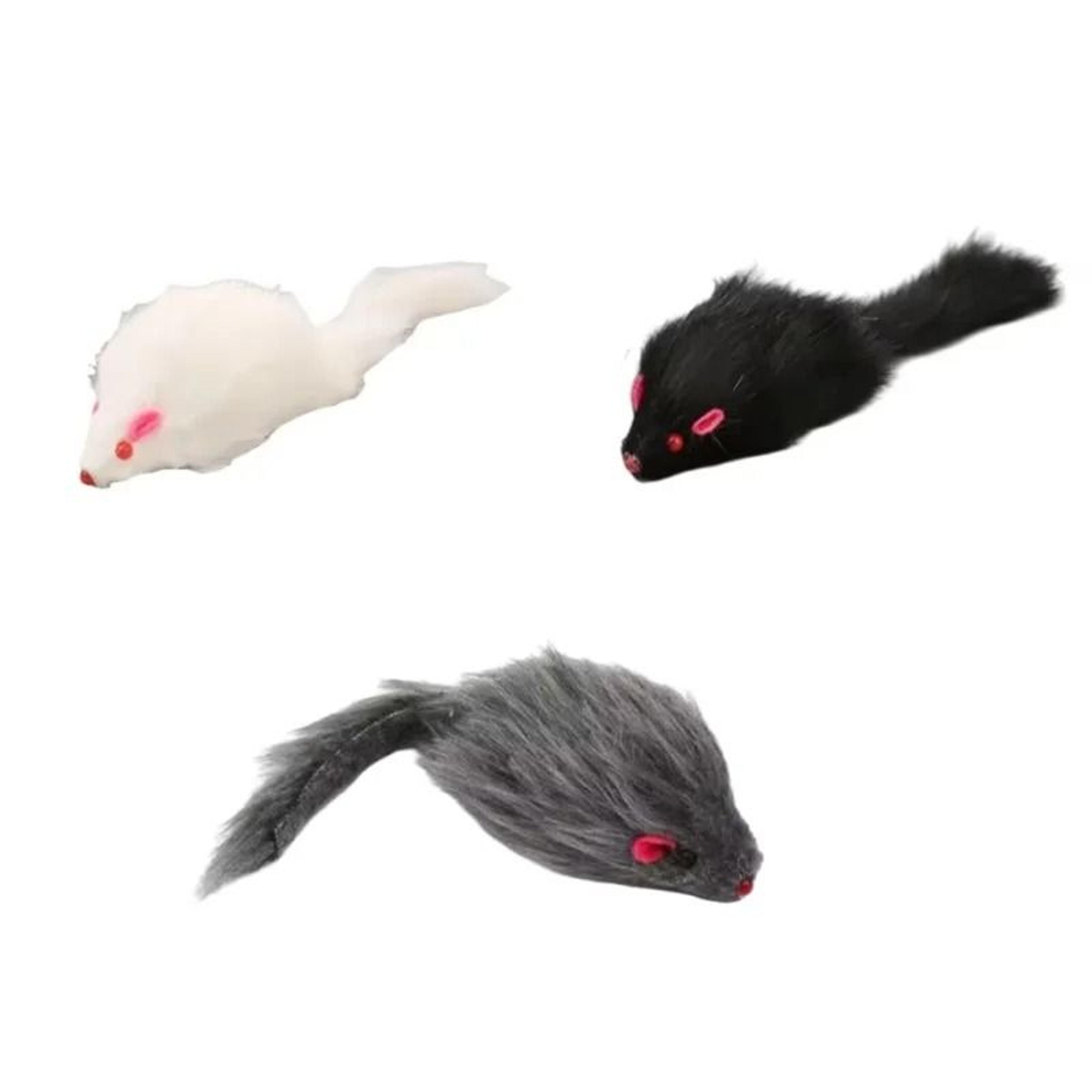 18cm soft rabbit fur false mouse cat toy with long-haired tail for indoor pets