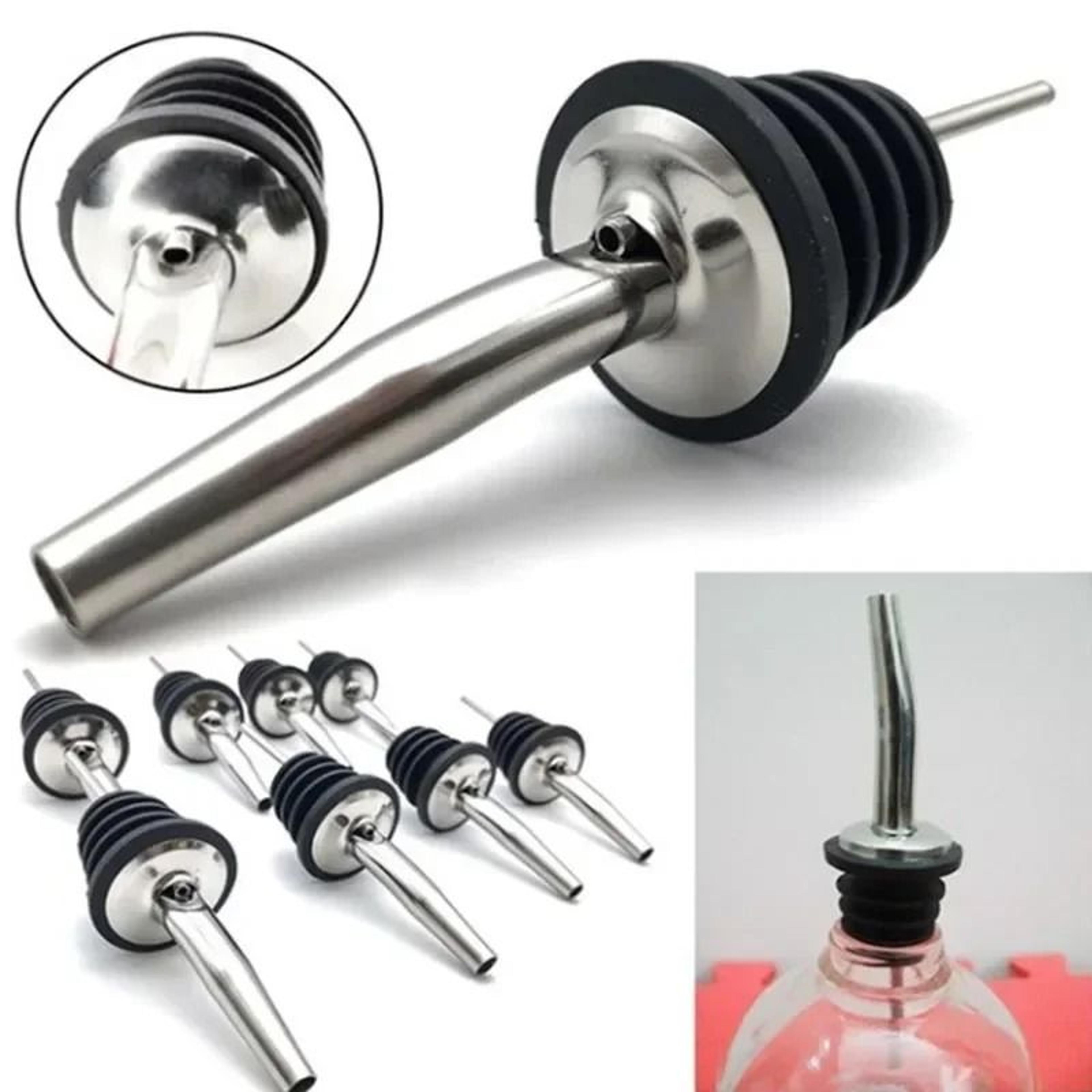 stainless steel wine & liquor bottle pourer set tapered spout stopper for barware & kitchen
