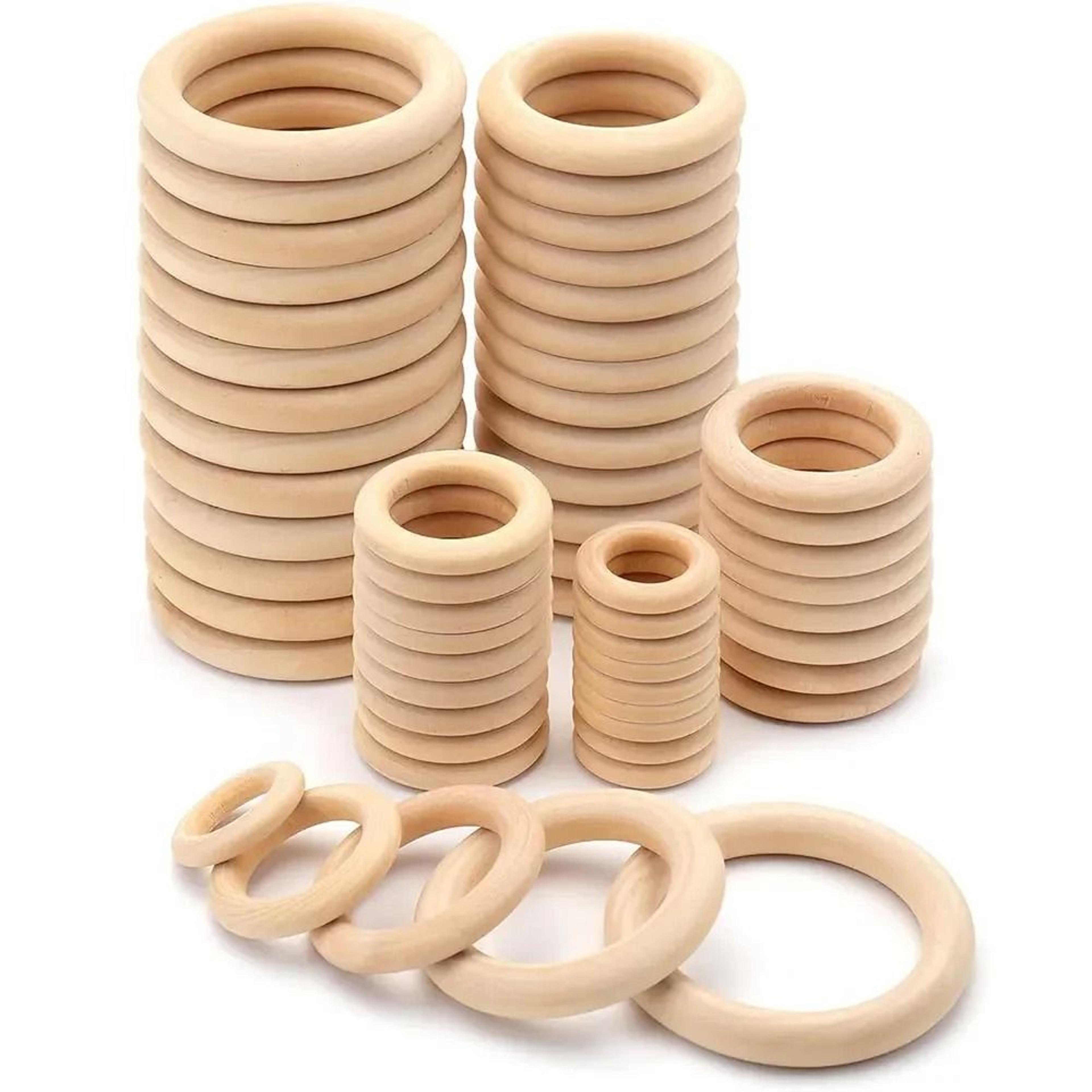 unfinished natural solid wooden rings 15-100mm for macrame & diy crafts