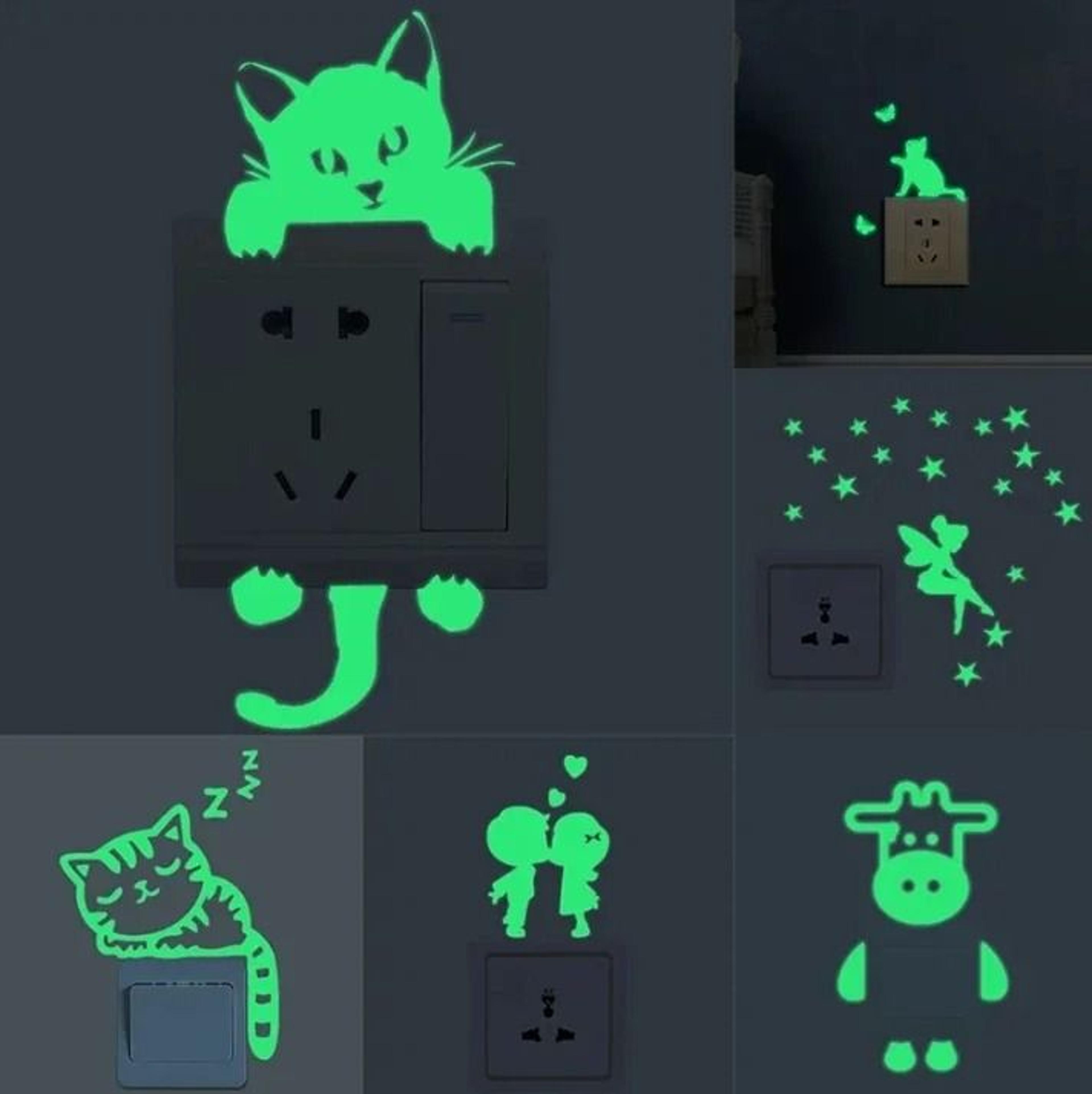 luminous glow-in-the-dark light switch stickers & wall decor for kids' room