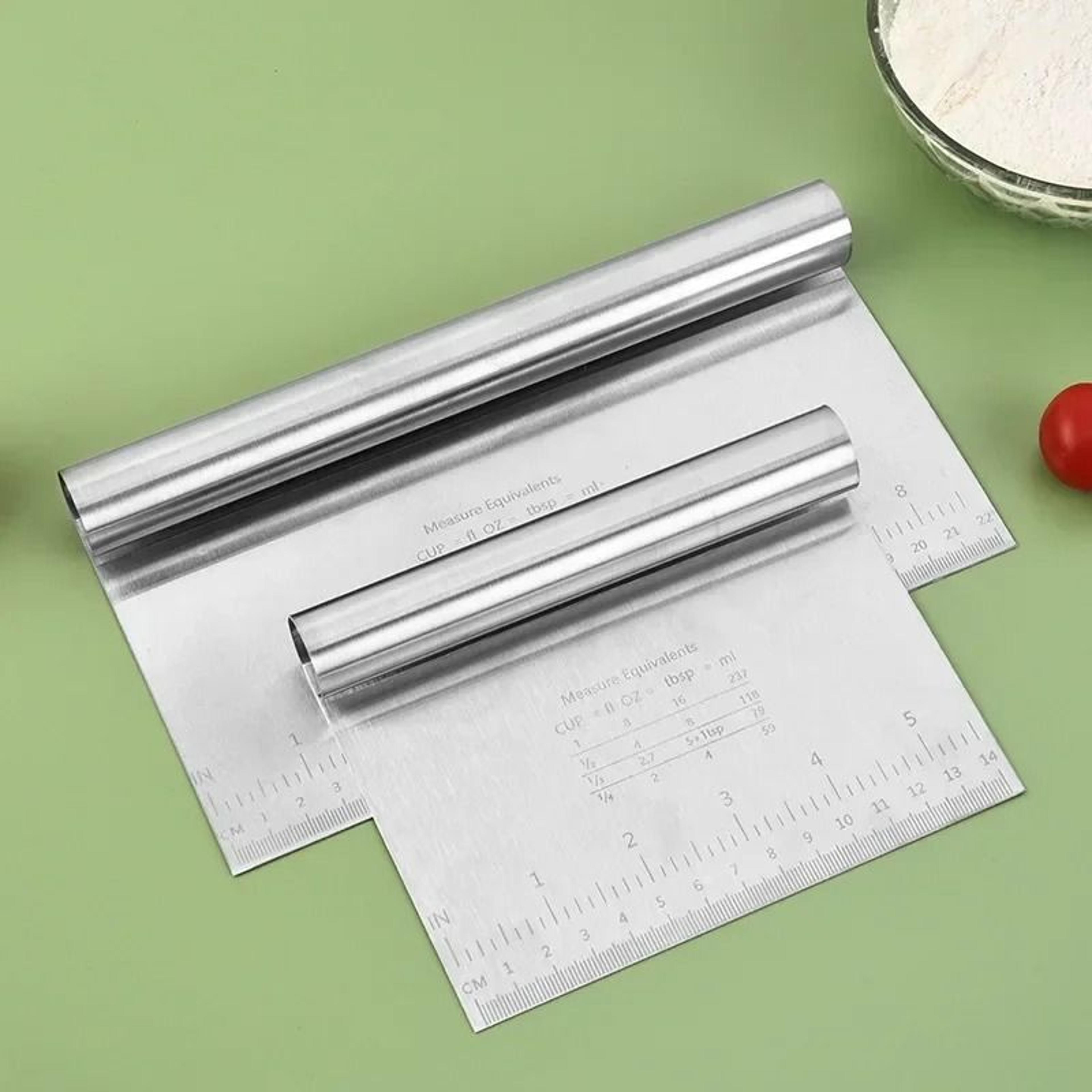 stainless steel noodle knife & bench dough scraper with scale for baking & pastry