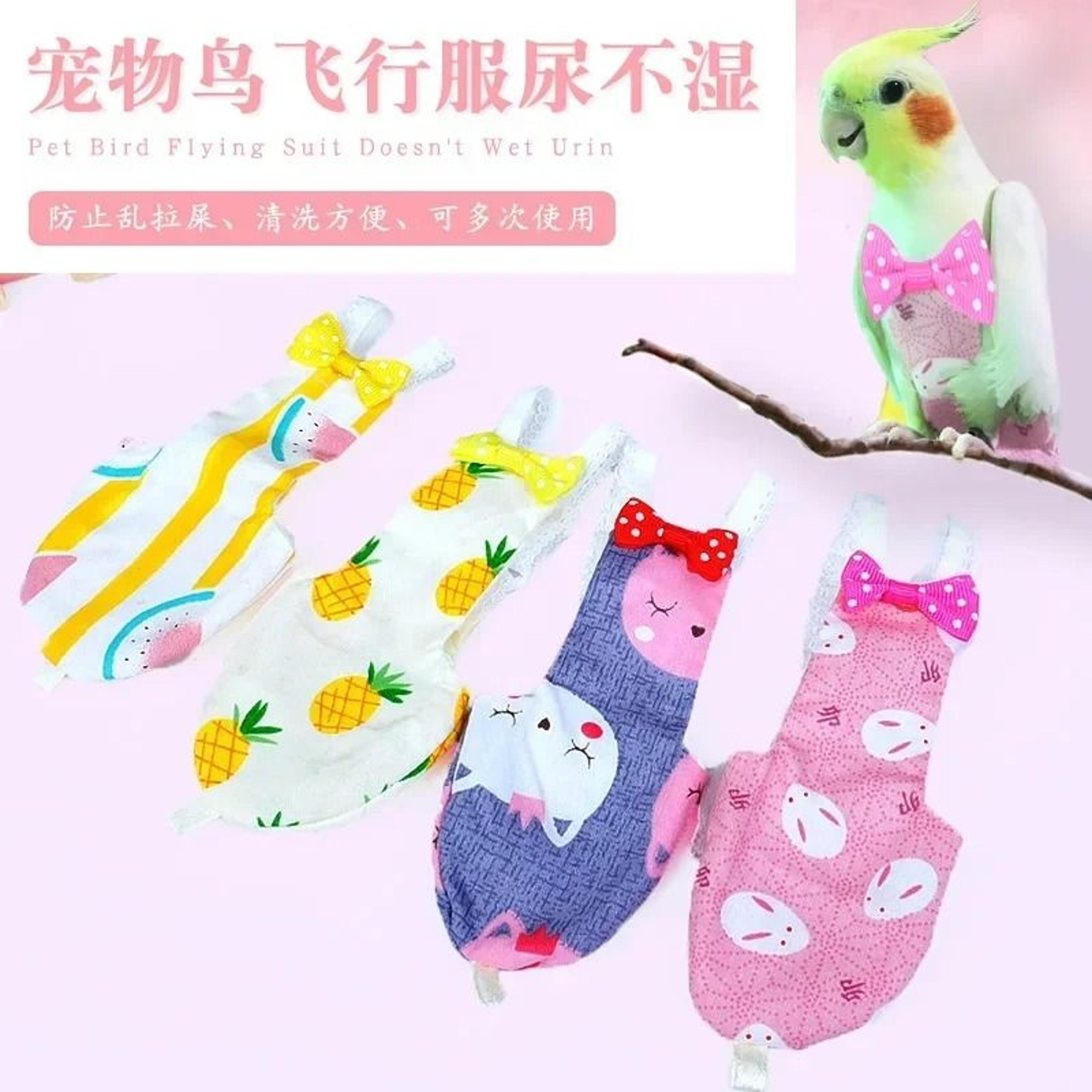 washable parrot diaper flight suit with bowtie for cockatiels, pigeons & pet birds