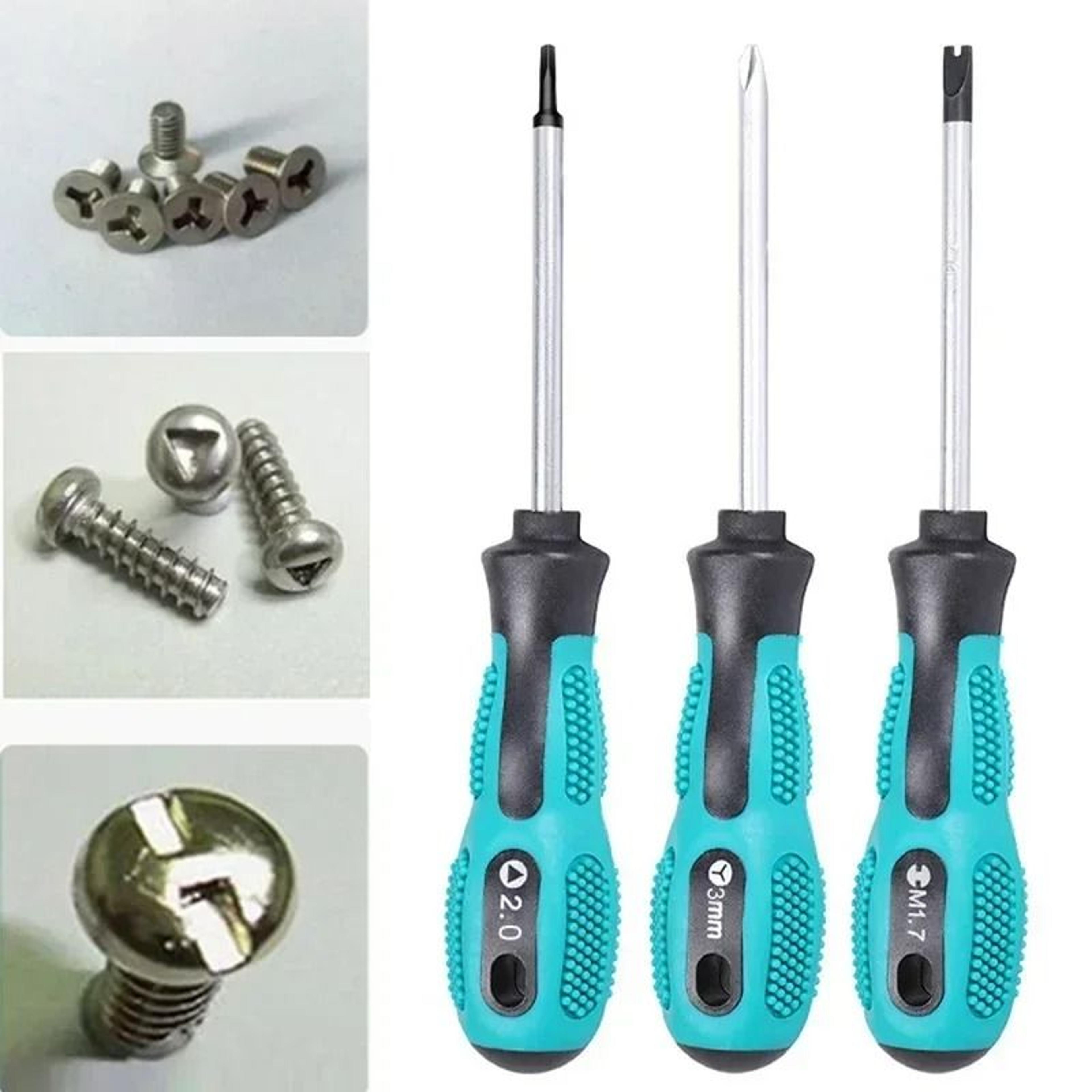multi-type specialty screwdriver set with magnetic triangle, u-shaped & y-shaped drivers