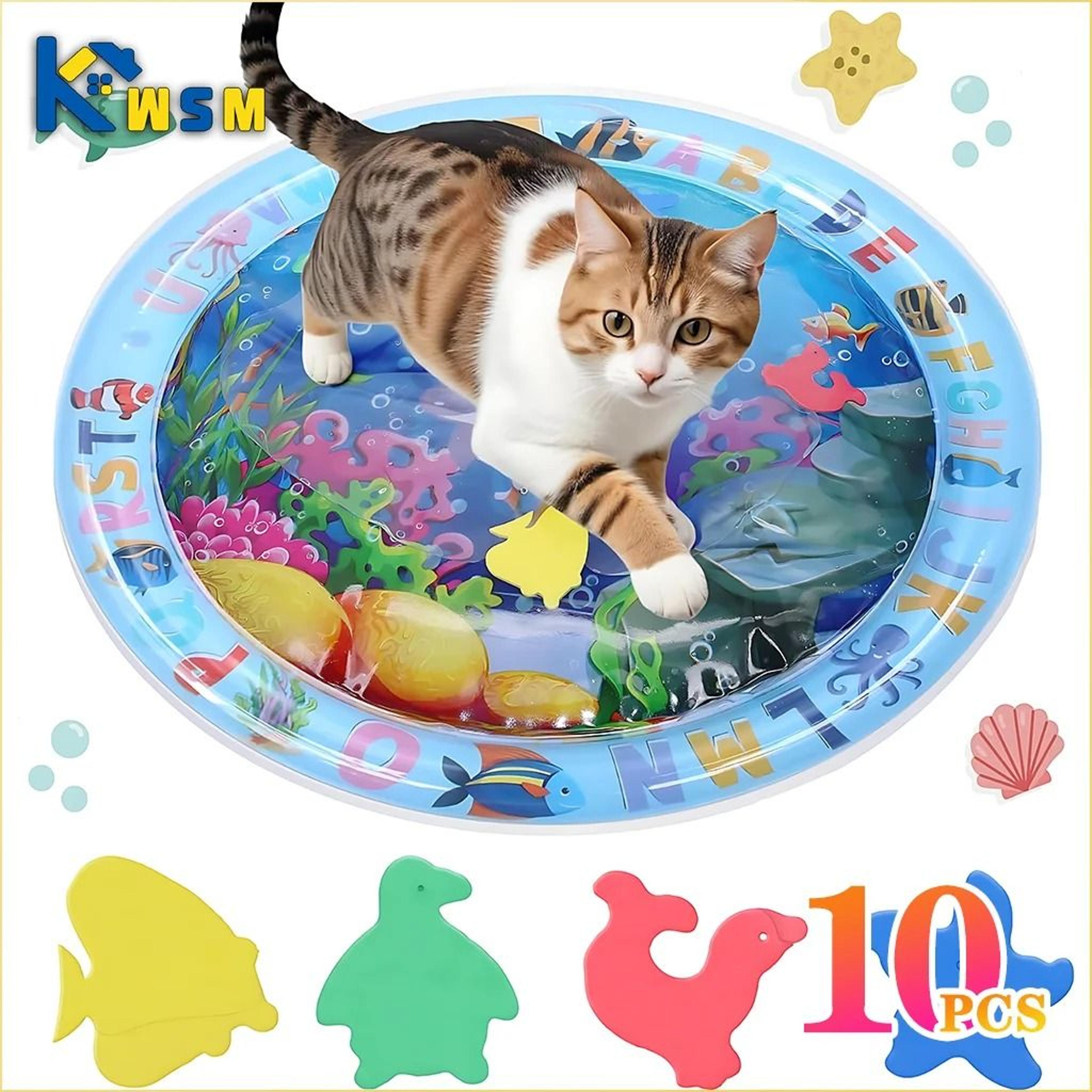 thickened inflatable water sensory play mat for cats & dogs with ocean theme