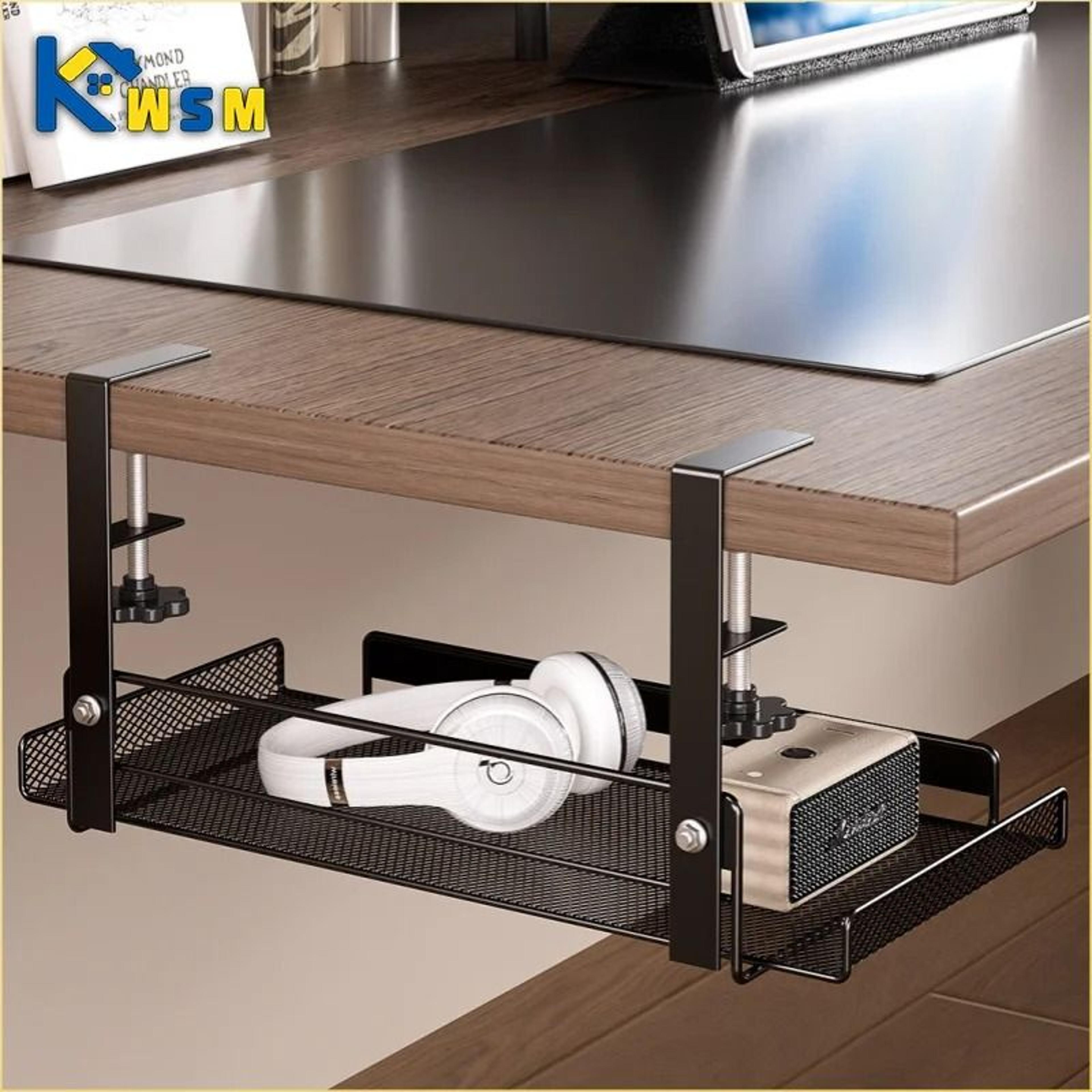 heavy-duty under desk cable management tray - no-drill steel wire organizer shelf